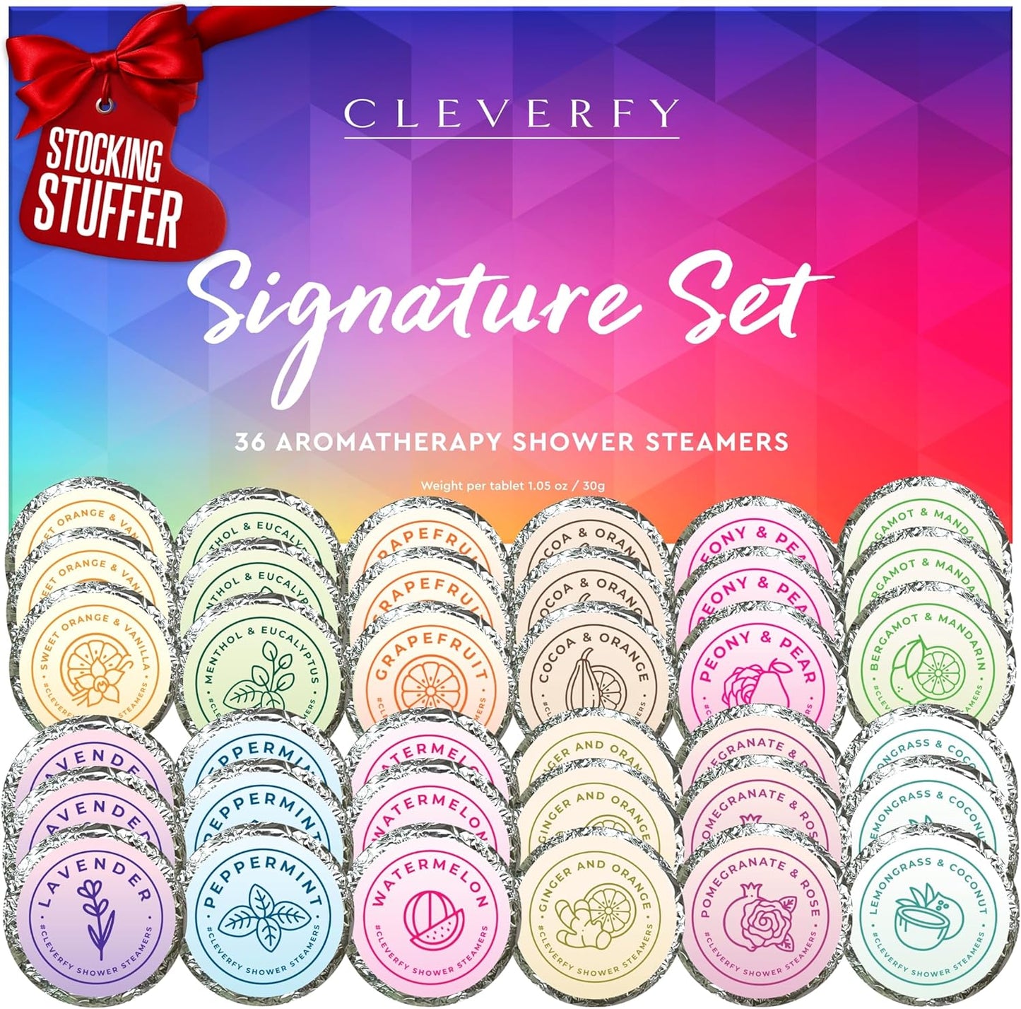 Cleverfy Shower Steamers Aromatherapy – Stocking Stuffers for Teen Girls, Women and Wife – Christmas Gifts for Teens and Women – White Elephant Gifts for Adults – 36 Tablets