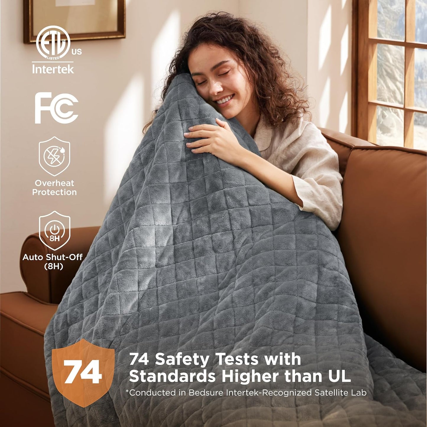 Bedsure Electric Blanket King Size - Dual Control Heated Weighted Blanket King with 10 Heat Settings, Fast Heating with 10 Time Settings (100x90 inches, Formal Gray)