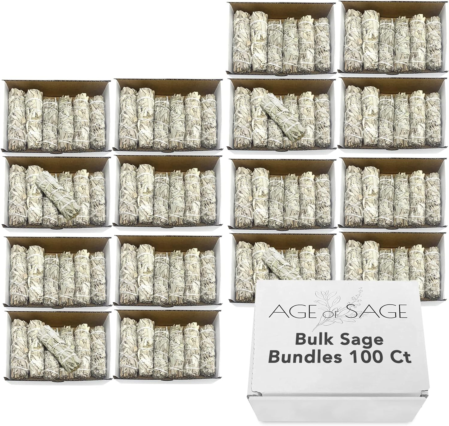 White Sage Smudge Sticks 4" Long - Burning Sage Bundle for Cleansing House, California White Sage Incense Stick, White Spirit Sage Candles for Cleansing, Salvia Blanca para Limpiar - 100pk