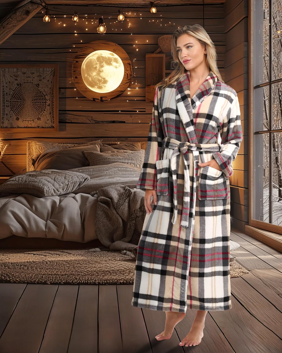 Alexander Del Rossa Plush Robe for Women, Long Fleece Winter Bath Robe, Plus Size