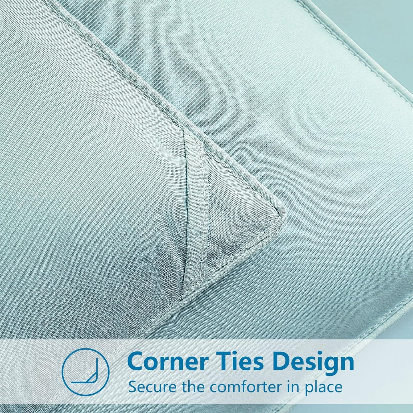 EASELAND King Size Down Alternative Comforter - Quilted Duvet Insert for All Seasons, Soft Lightweight with Corner Tabs, Summer Winter Warm Bedding, Aqua 90x102 Inches