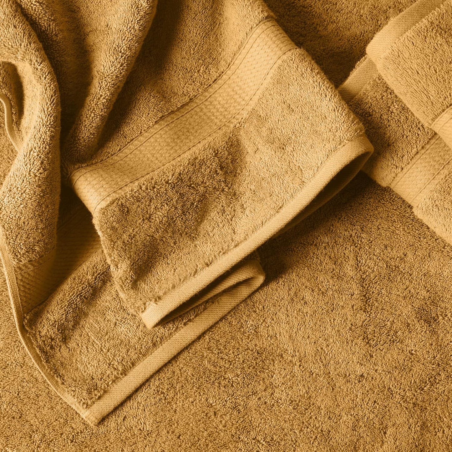Superior Egyptian Cotton Pile 3-Piece Towel Set, Includes 1 Bath, 1 Hand, 1 Face Towel/Washcloth, Heavyweight, Ultra Soft Luxury Towels, Thick Plush Essentials, Guest Bath, Spa, Hotel Bathroom, Gold