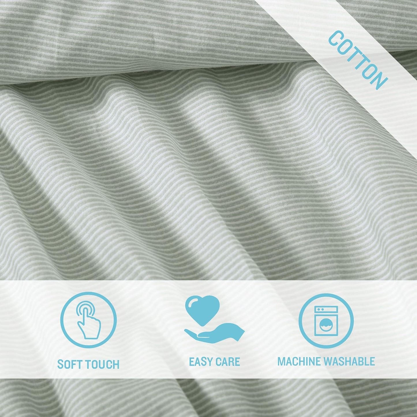 Tommy Bahama - Queen Sheets, Washed Percale Cotton Bedding Set, Soft & Breathable Bedroom Decor with Deep Pockets (Island Cays Stripe Green, Queen)