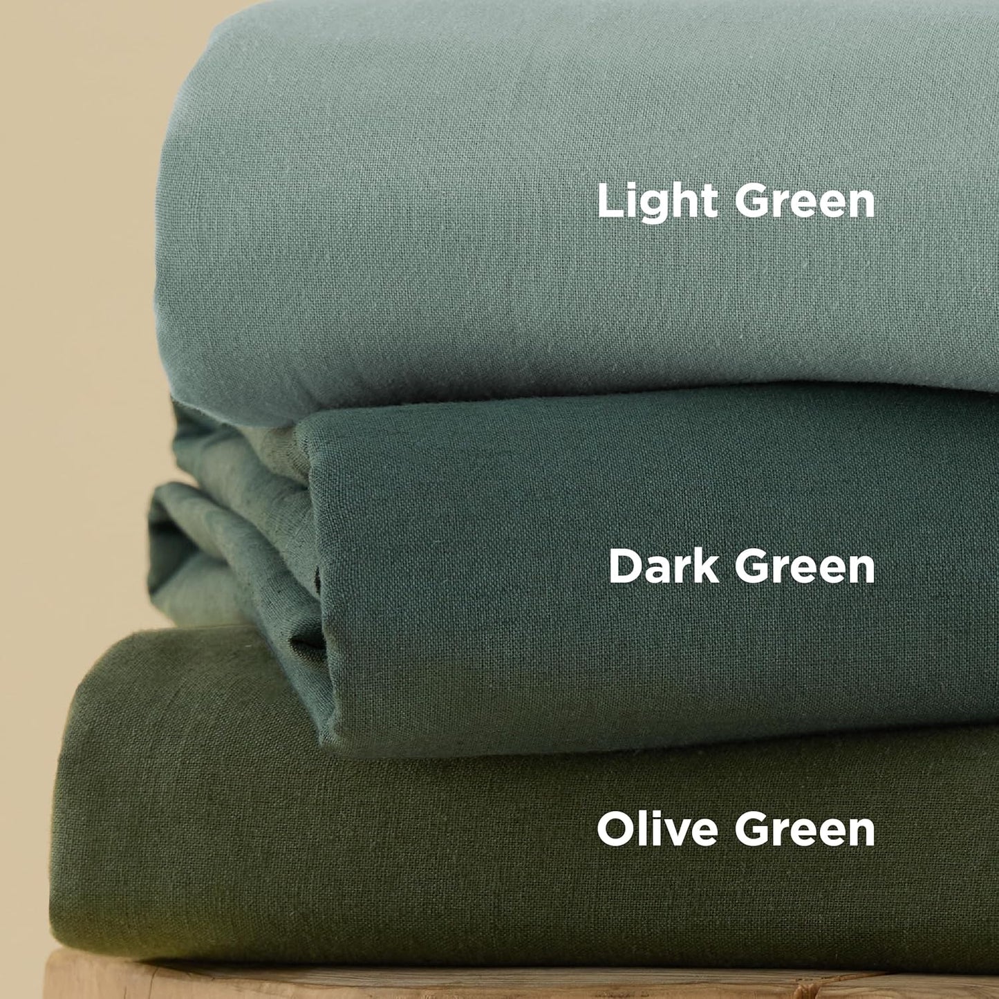 Bedsure Linen Duvet Cover King - Linen Cotton Blend Bedding Set, Soft & Cozy, 3 Pieces, 1 Duvet Cover 104x90 Inches and 2 Pillowcases, Dark Green Color Cooling Bedding, Comforter Sold Separately