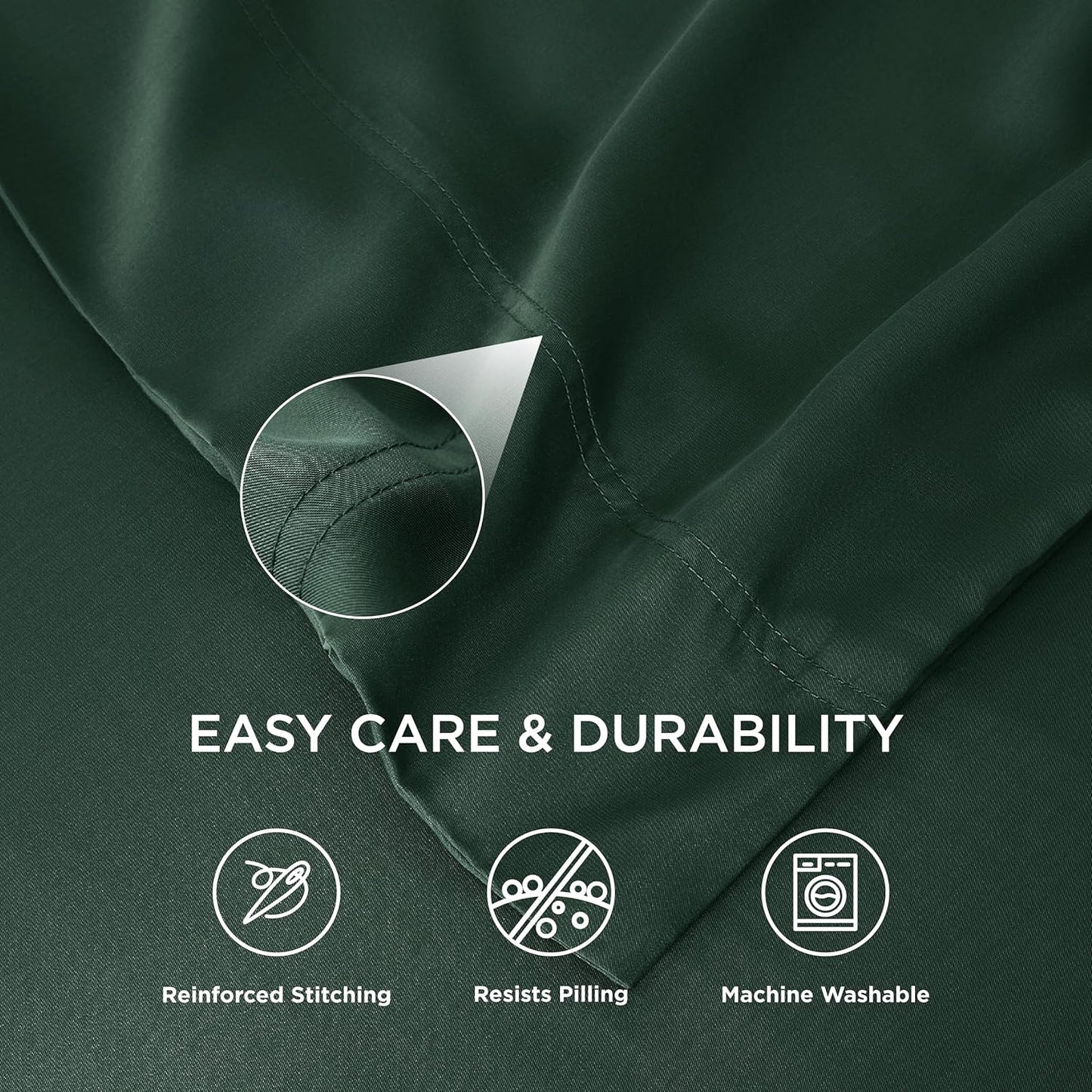 Bedsure Pillow Cases Queen, Cooling Pillow Cases, Rayon Derived from Bamboo Forest Green Pillowcases Queen Size Set of 2, Soft & Breathable Bedding Pillow Covers with Envelope Closure, 20x30 Inches