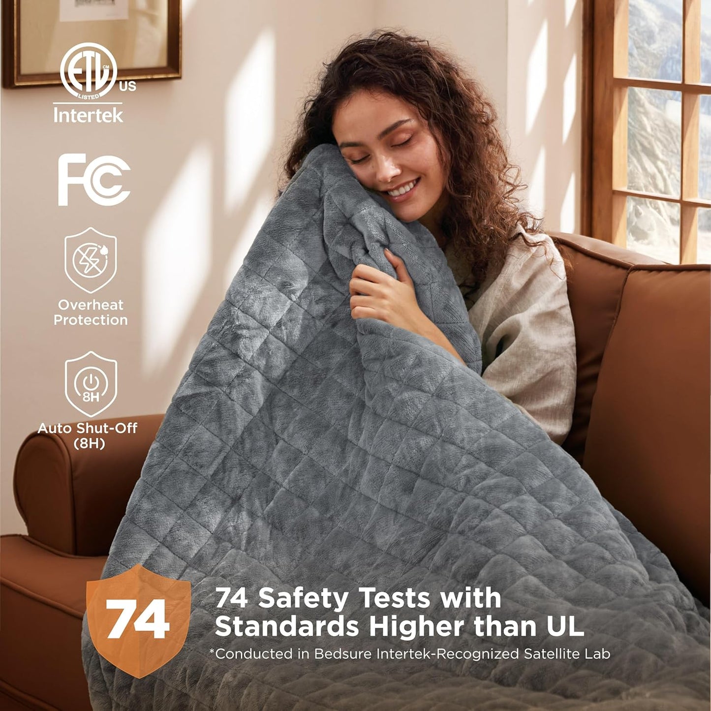 Bedsure Electric Blanket Twin - Quilted Heated Blanket Twin Size, Soft Flannel Thick Heating Blanket with 10 Time Settings & 6 Heat Settings, Warm Gifts for Women Men (62x84 inches, Formal Gray)