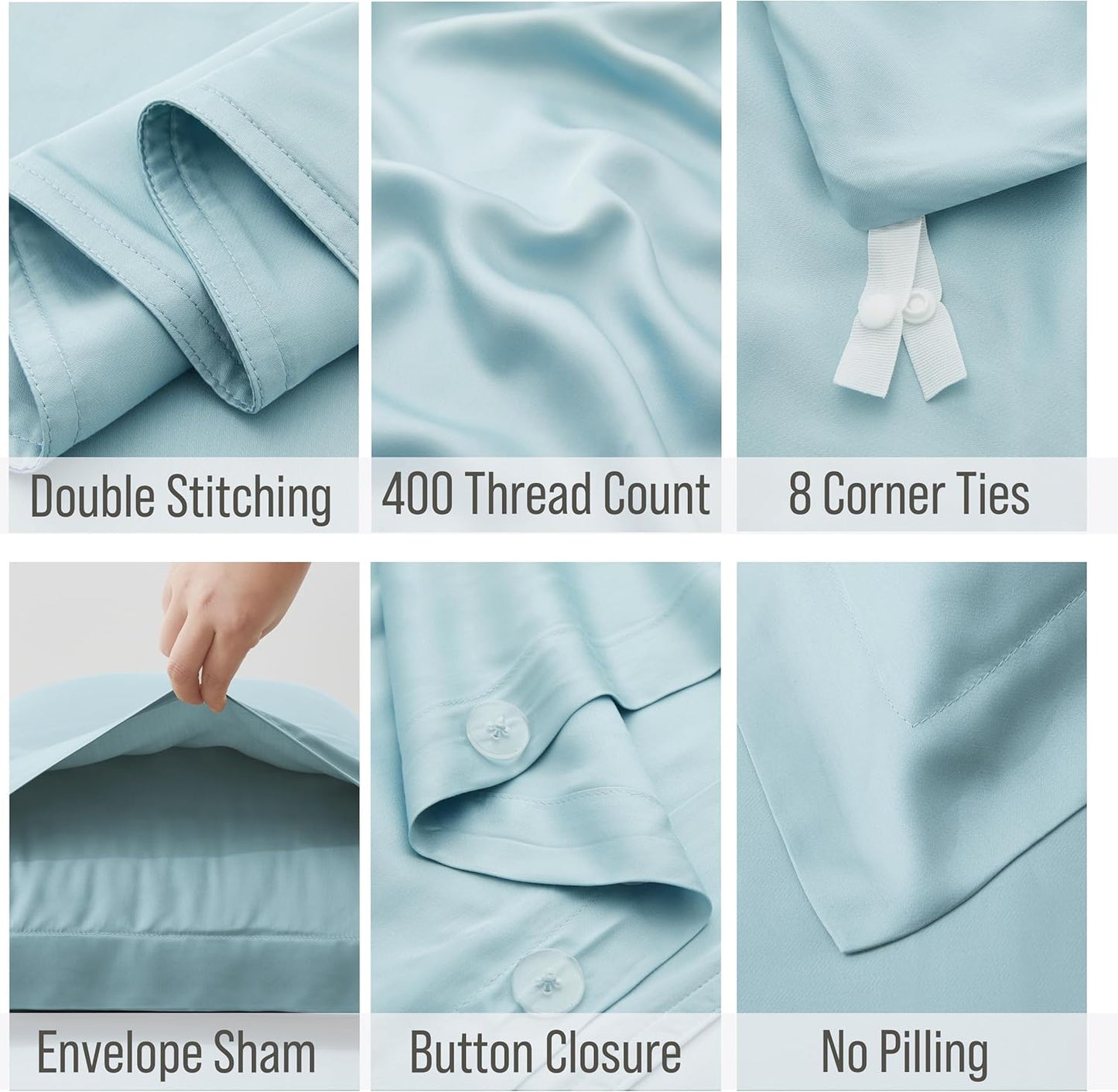 Bella Coterie Luxury Bamboo Viscose California King Size Duvet Cover Set | 100% Organically Grown | Corner Ties | Ultra Soft | Cooling | Two Pillow Shams | 106 x 94 | No Insert [Coastal Blue]