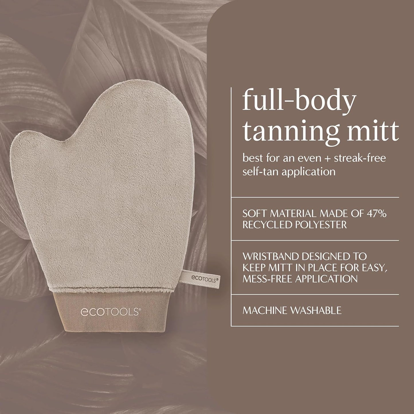 EcoTools Good Tan Full-Body Tanning Mitt, For Self Application, Use Soft Tanner Mitt With Mousse, Lotions, & Waters, Eco Friendly Sunless Applicator, Vegan, & Cruelty-Free, 1 Count