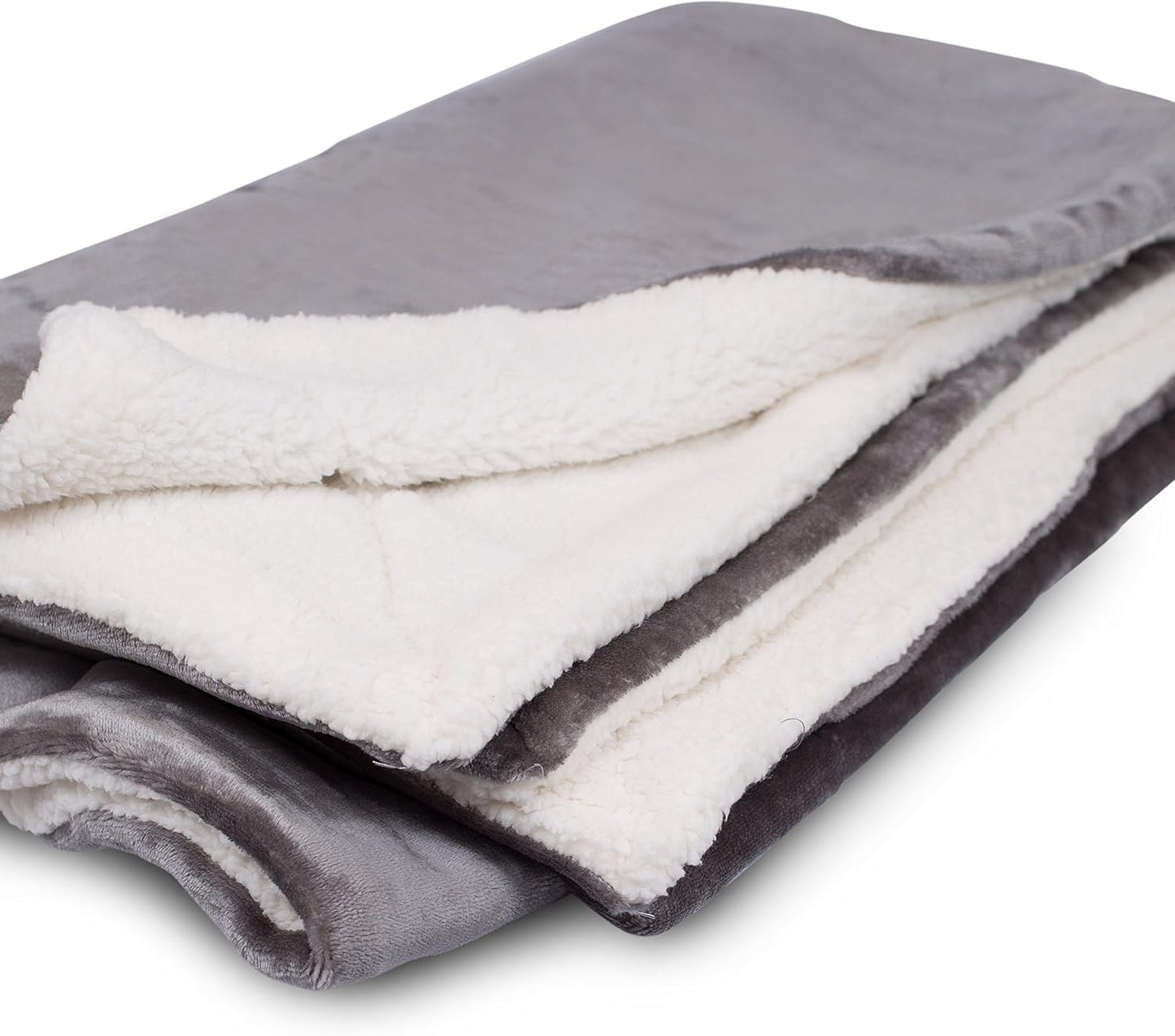 Internet’s Best Plush Reversible Sherpa Throw Blankets - Grey - Ultra Soft Couch Blanket - Light Weight Sofa Throw - 100% Microfiber Polyester - Easy Travel - Bed - 50 x 60
