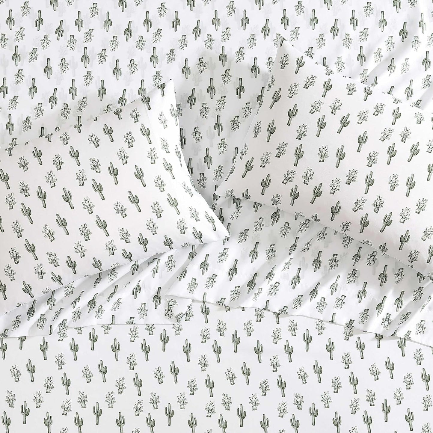 Wrangler - Queen Sheet Set, Soft & Wrinkle Resistant Bed Sheets, Lightweight for Year Round Comfort, 4 Piece Bed Set with Matching Pillowcases & Fitted Sheet (Cacti Green)