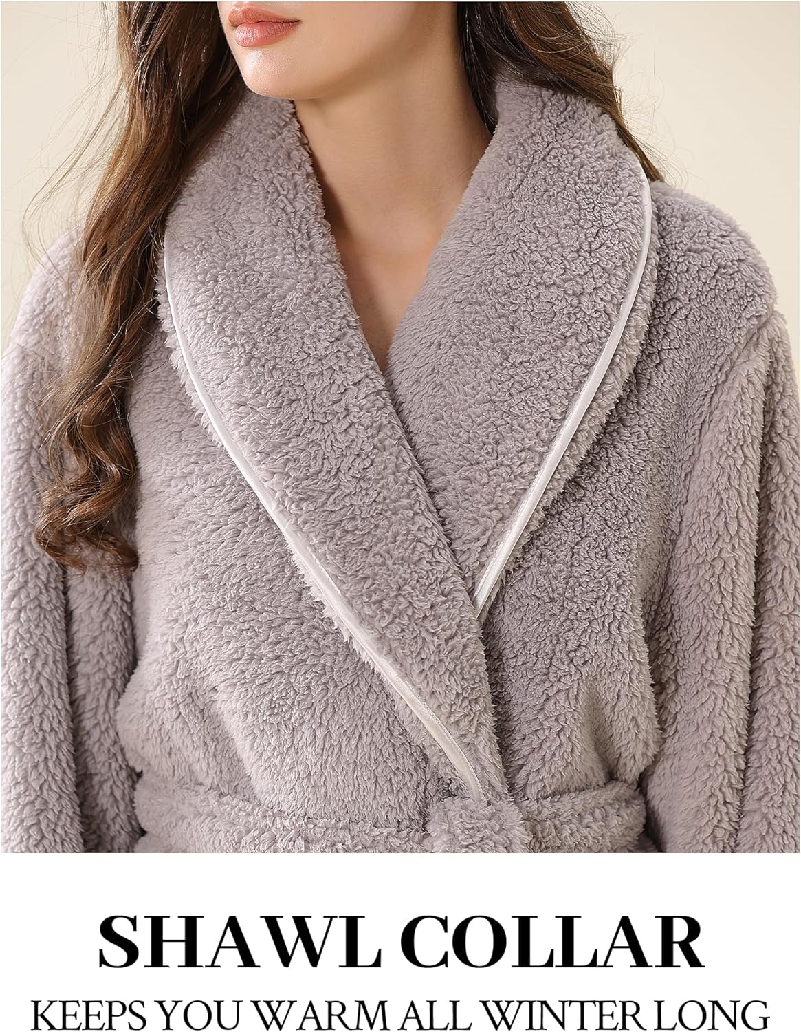 Hellomamma Long Bath Robe for Womens Plush Soft Fleece Bathrobes Nightgown Ladies Pajamas Sleepwear Housecoat