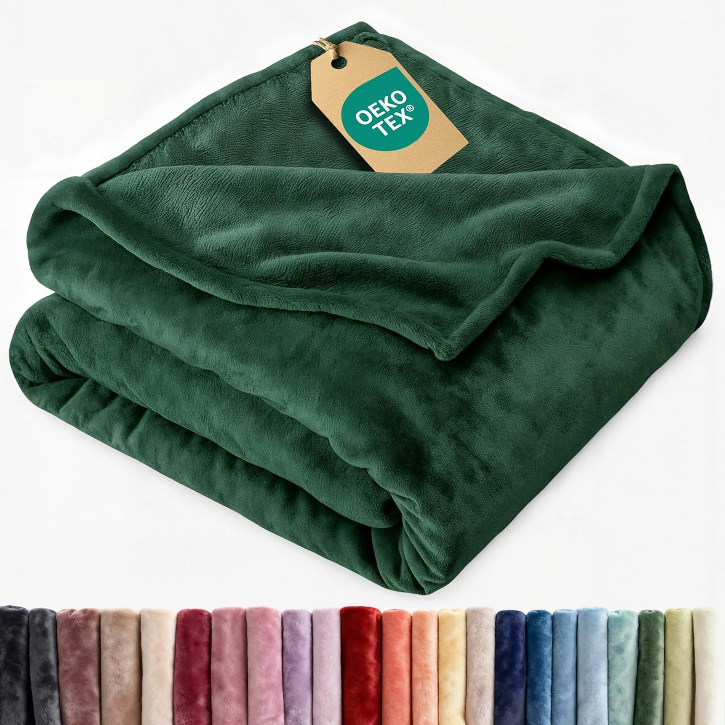 Ultra Soft Fleece Blanket King Size - Flannel Fleece Luxury King Blanket - Lightweight for Couch Bed Chair - Thick, Warm and Breathable - All Season Cozy Anti-Static Microplush Bedding, Forest Green