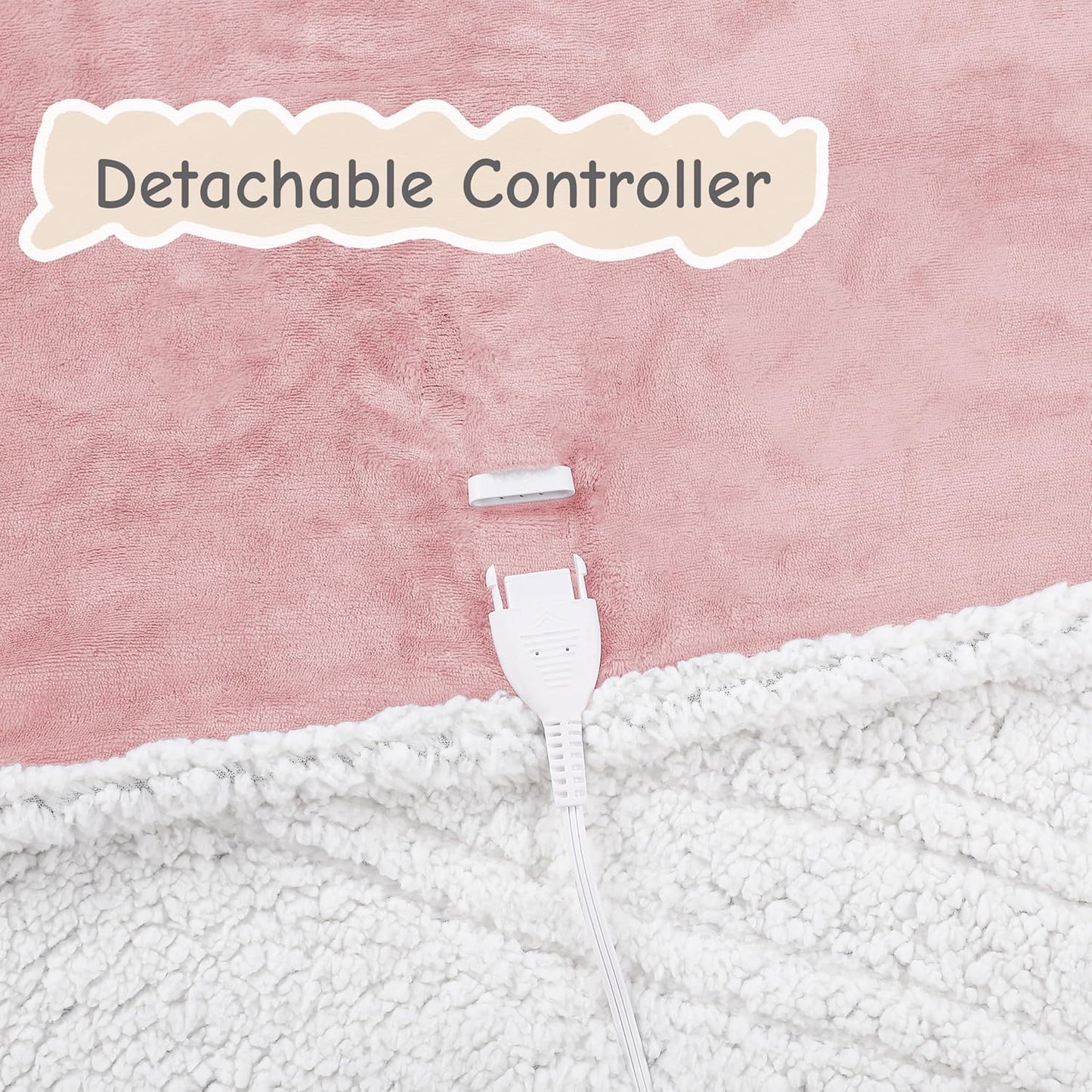 Electric Heated Blanket Twin Size 62"x84", Soft Flannel with Overheat Protection, 6 Adjustable Heat Settings & 10-Hour Auto-Off Timer, Fast Heating for Winter Comfort, Pink