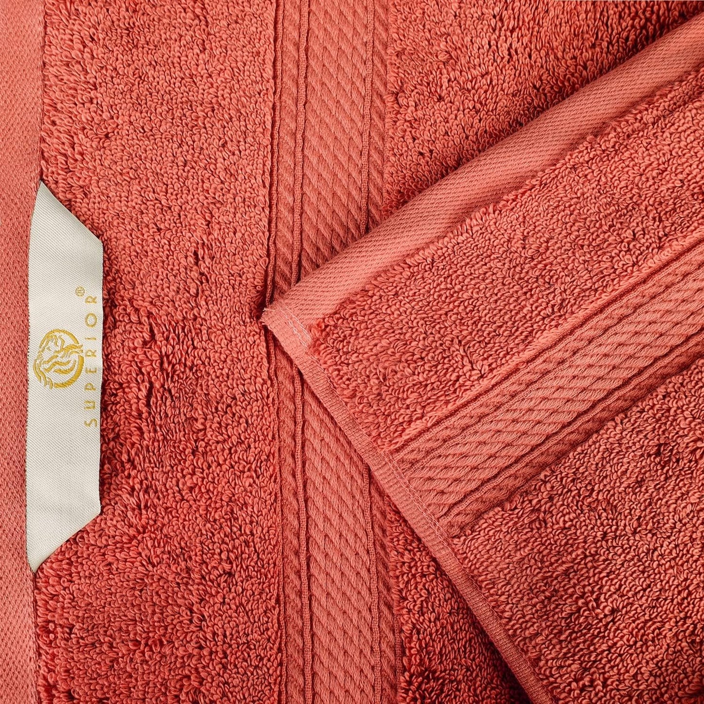 Superior Egyptian Cotton Pile 8 Piece Towel Set, Includes 2 Bath, 2 Hand, 4 Face Towels/Washcloths, Ultra Soft Luxury Towels, Thick Plush Essentials, Guest Bath, Spa, Hotel Bathroom, Coral