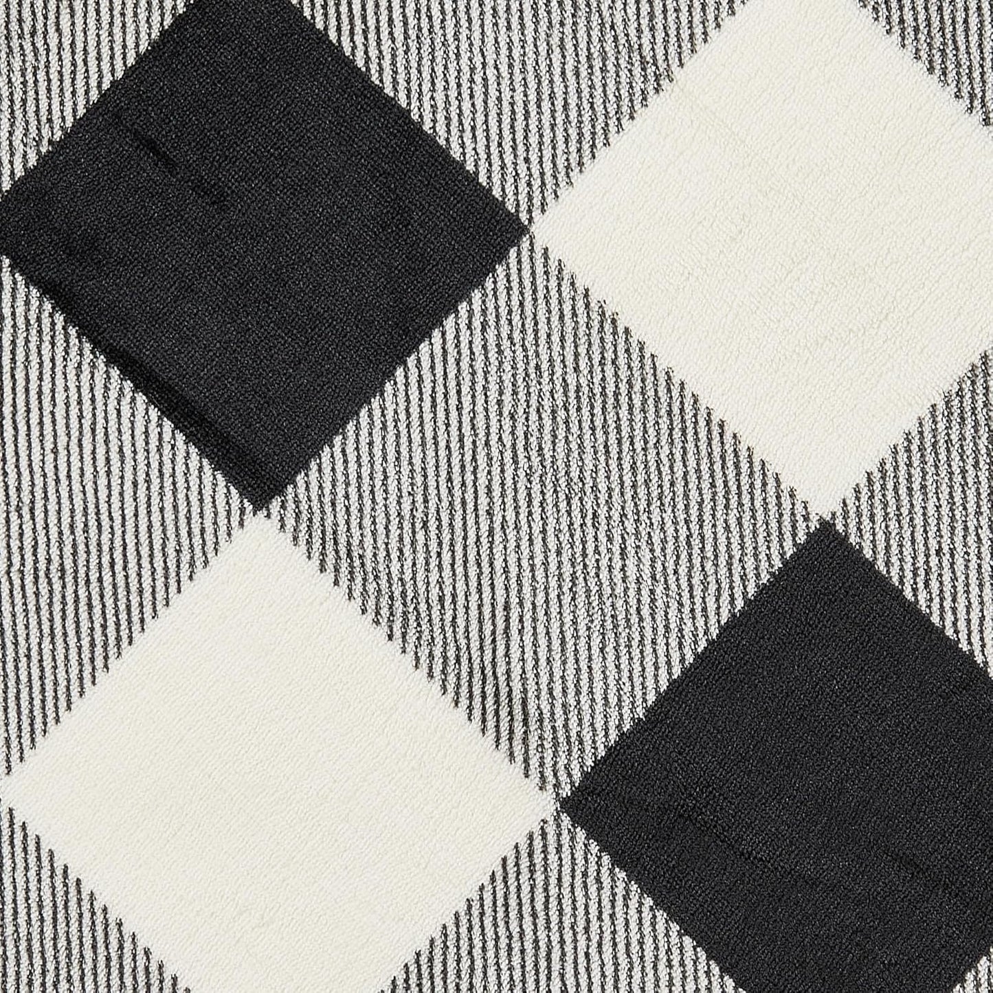 Fleece/Sherpa Throw Blanket - Super Soft Printed Blanket for Couch, Chair, or Bed - Cozy, Luxurious Plush Throw Blanket - Throw 50" x 60", Black/White Buff Check