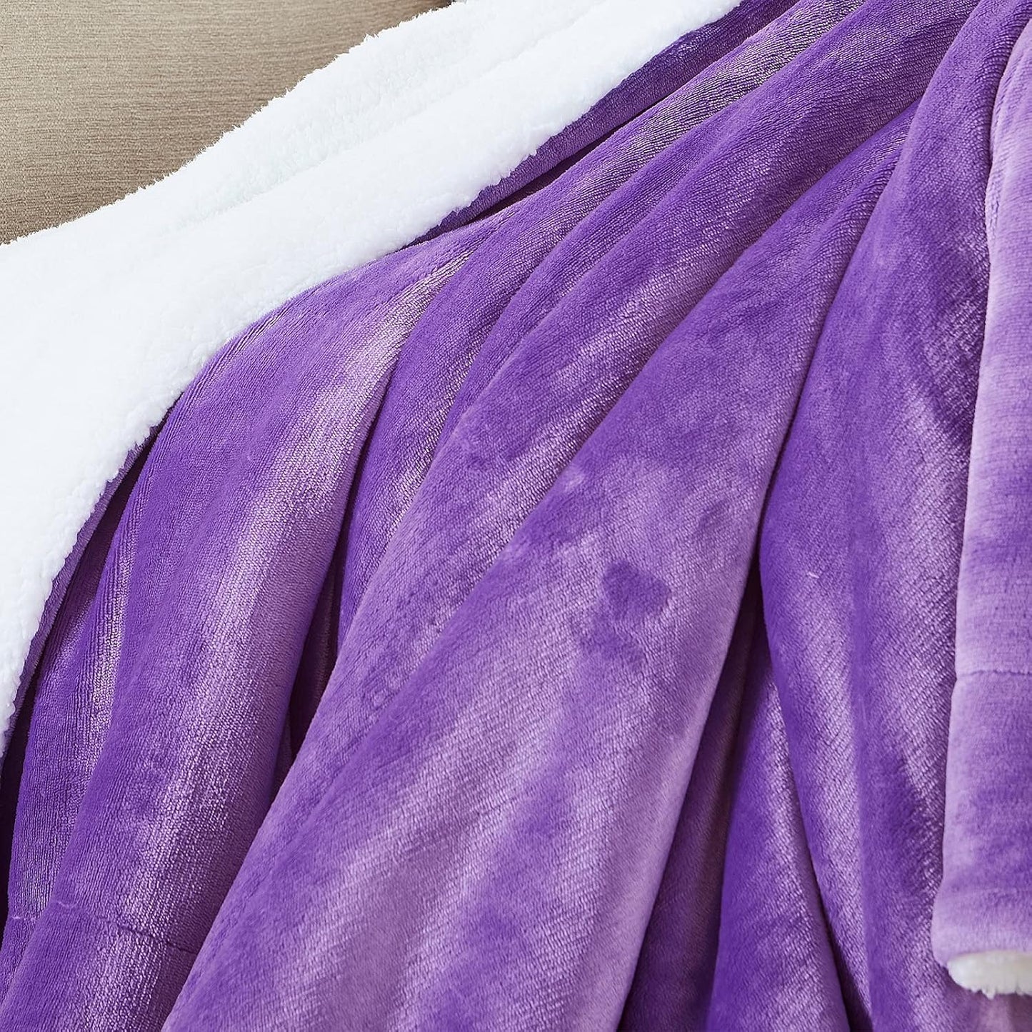 SOCHOW Sherpa Fleece Throw Blanket, Double-Sided Super Soft Luxurious Plush Blanket King Size, Purple 90inch X108''