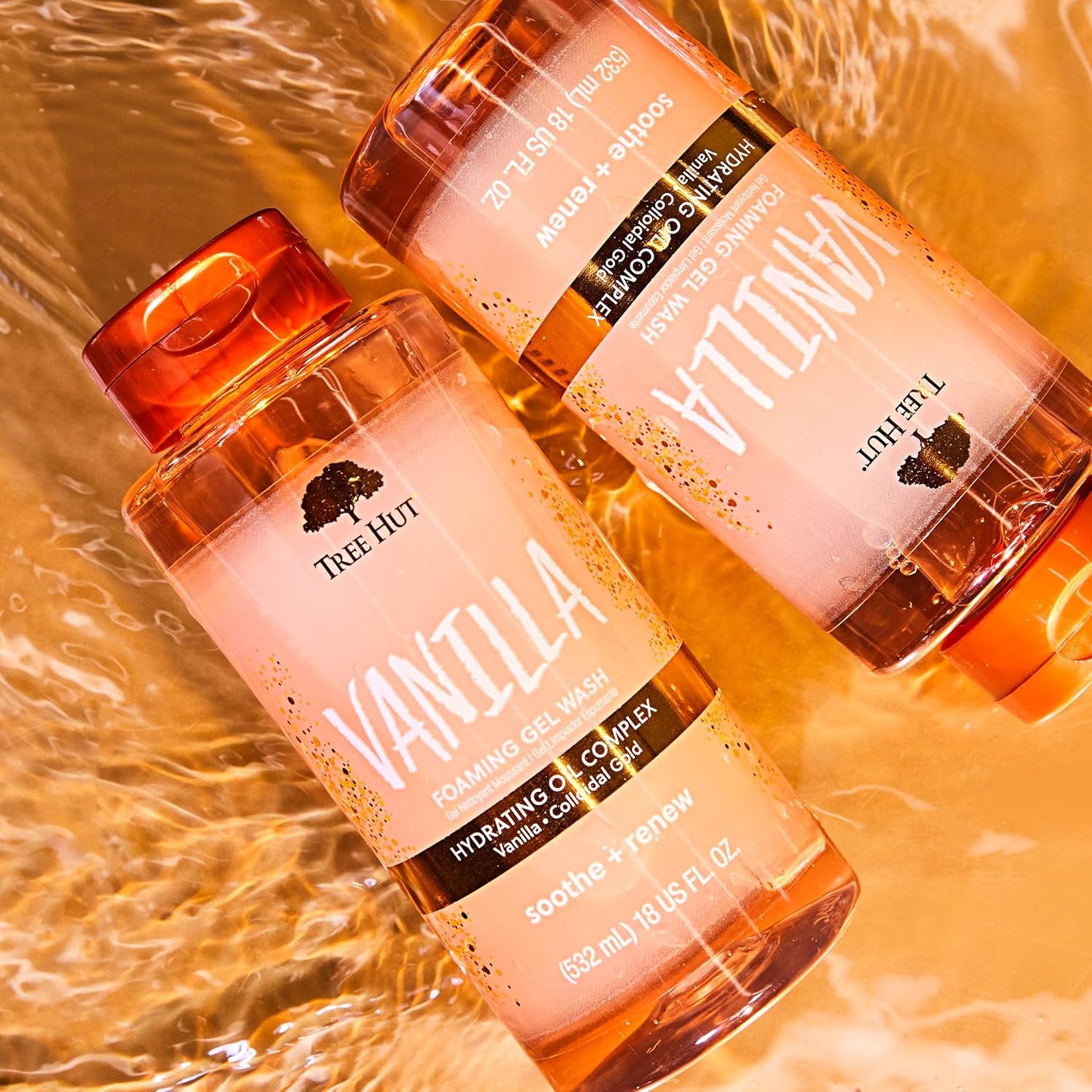 Tree Hut Vanilla Foaming Gel Wash, Moisturizing & Hydrating Body Wash with Shea Butter, Gently Cleanses for Soft, Fresh & Radiant Skin, Holiday Gift & Stocking Stuffer, 18 fl oz
