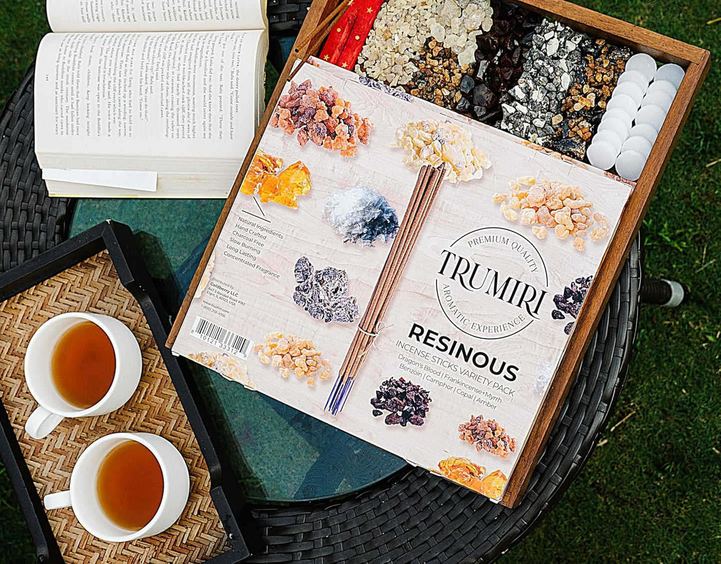 Trumiri Incense Sticks - 120 Insence-Sticks (20 Insense x 6 Incents) - Incienso Inscents-Sticks with Dragon Blood Frankincense Myrrh Benzoin Amber Copal Resin and Camphor Alcanfor + Incense Holder