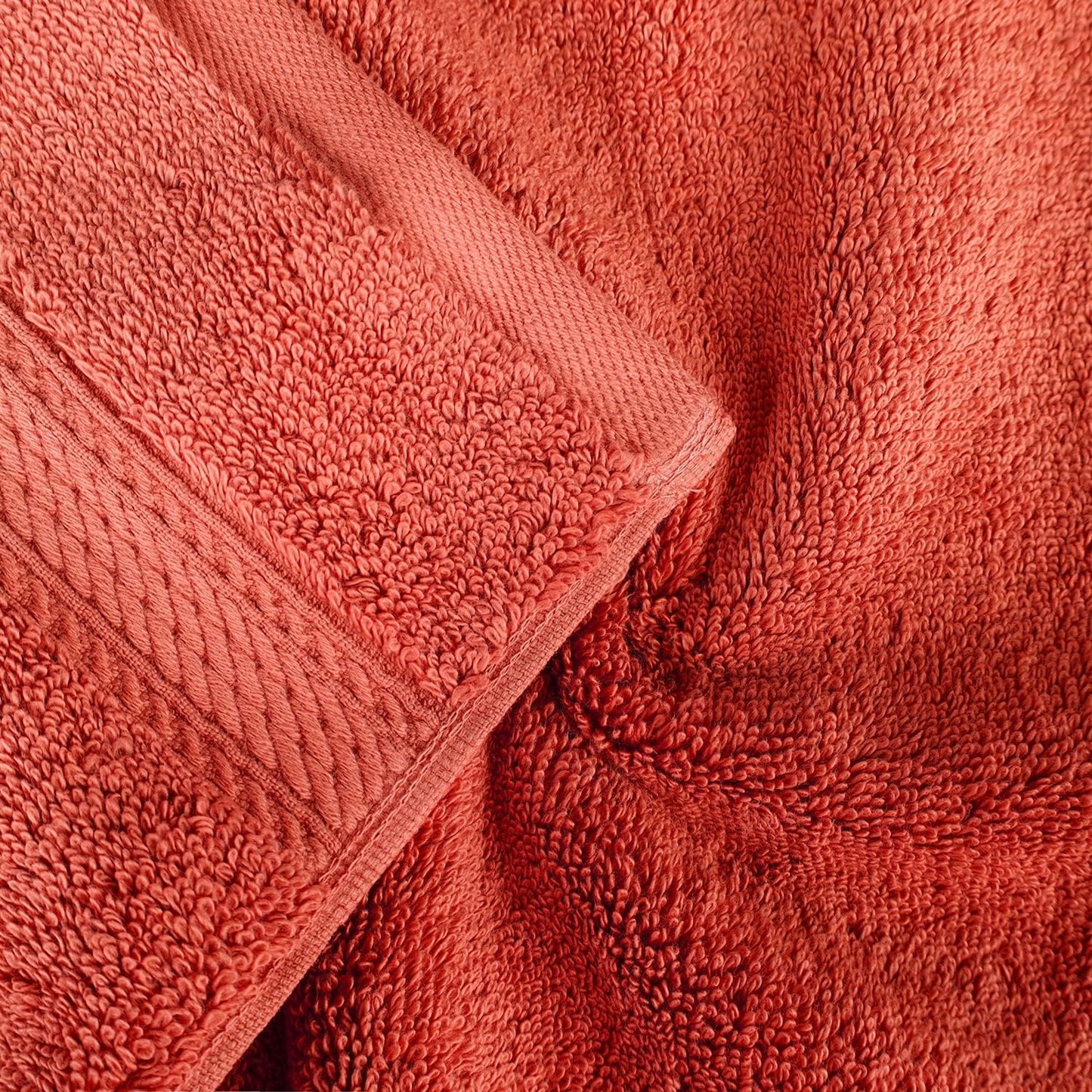 Superior Egyptian Cotton Pile 8 Piece Towel Set, Includes 2 Bath, 2 Hand, 4 Face Towels/Washcloths, Ultra Soft Luxury Towels, Thick Plush Essentials, Guest Bath, Spa, Hotel Bathroom, Coral