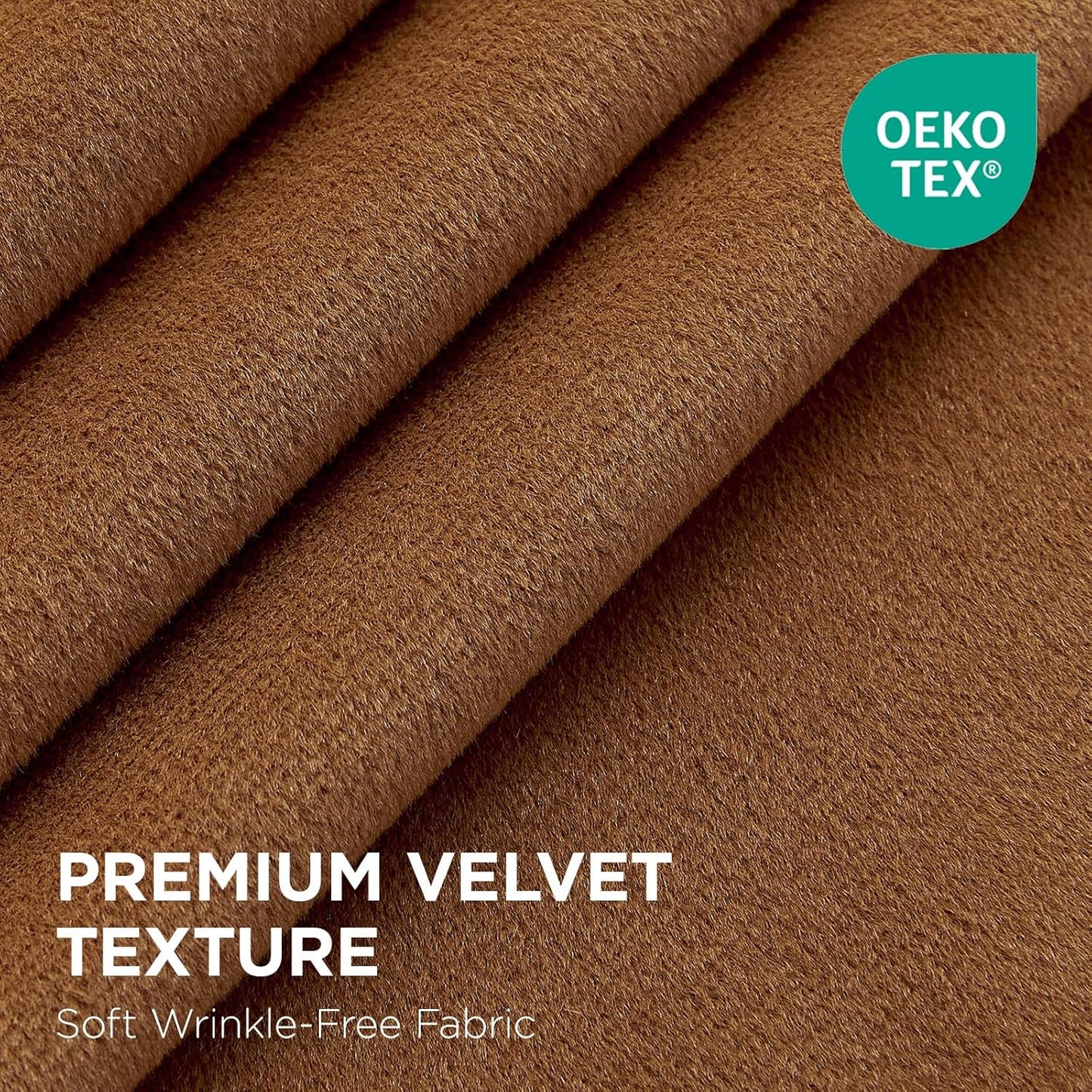 Joydeco Golden Brown 100% Blackout Curtains 102 Inch 2 Panels, Luxury Thermal Brown Velvet Curtains for Bedroom Living Room, Soundproof Blackout Window Drapes, Rod Pocket & Back Tab (52W x 102L)