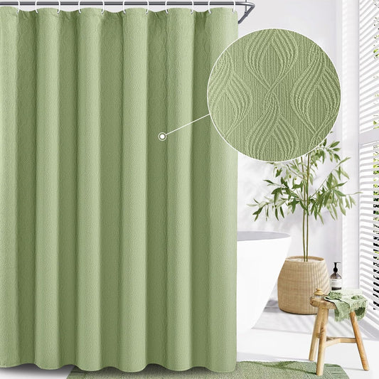 Awellife Modern Farmhouse Shower Curtains Sage Green for Bathroom Fabric Cotton Touch Bohemian Geometric Boho Minimalist Arch 72" L X 72" W