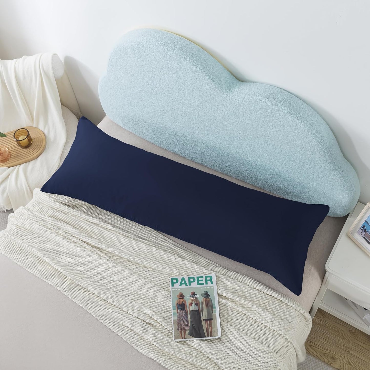 Ubauba Memory Foam Body Pillow with Cover, Full Large Body Pillows Insert for Adults with Envelope Closure Pillowcase, Firm & Fluffy Long Bed Pillows for Sleeping (20x54 inch, Navy)