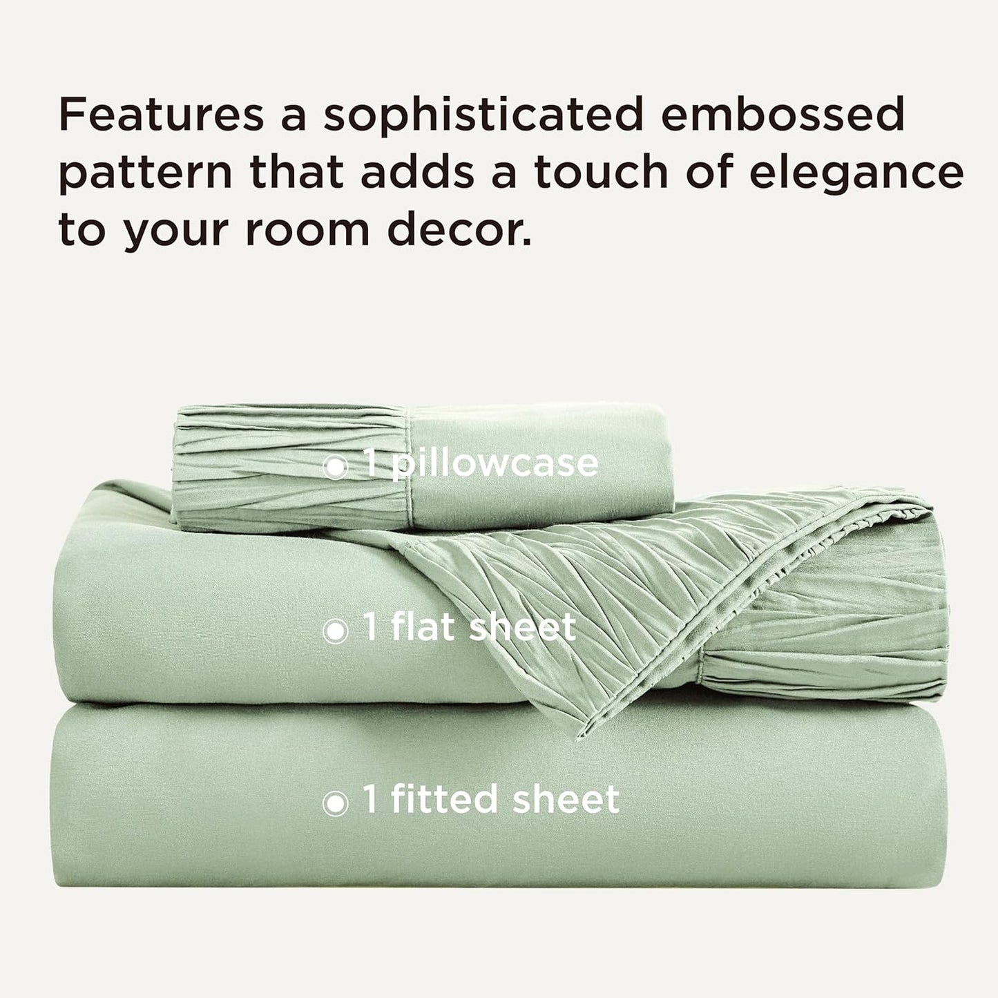 Bedsure Twin XL Sheet Sets Dorm Bedding - 3 Pieces Soft Extra Long Twin Sheets, Hotel Luxury, Easy Care Microfiber for Women, Men, Sage Green