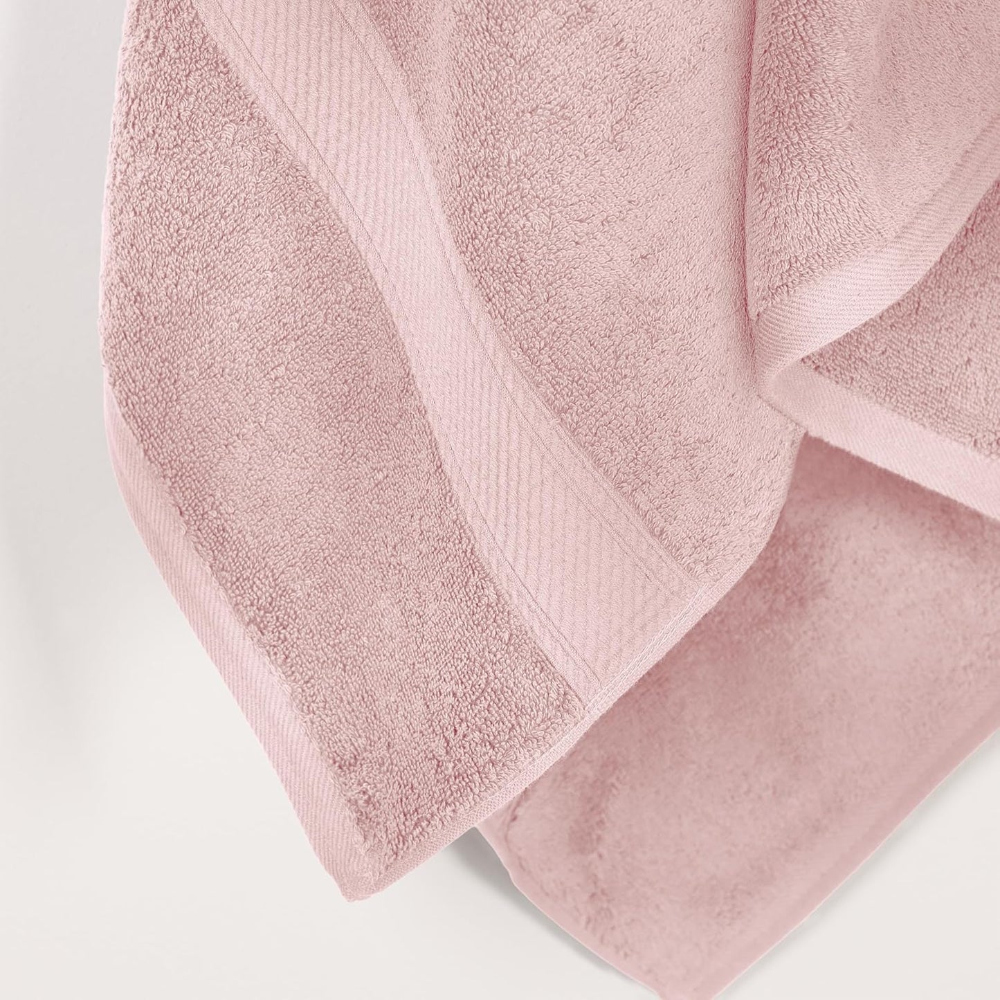 Superior Egyptian Cotton Pile Bath Towel Set of 2, Ultra Soft Luxury Towels, Thick Plush Essentials, Absorbent Heavyweight, Guest Bath, Hotel, Spa, Home Bathroom, Shower Basics, Tea Rose