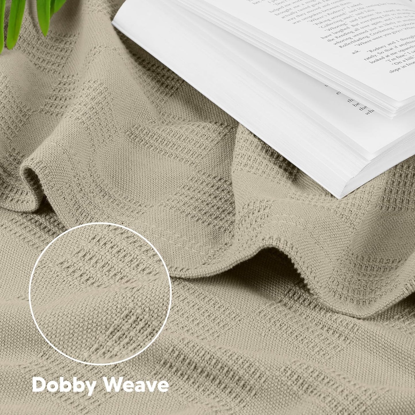 Utopia Bedding Khaki 100% Cotton Blanket [King Size - 90x108 Inch] 350GSM Lightweight, Soft and Breathable Thermal Blanket for All Seasons
