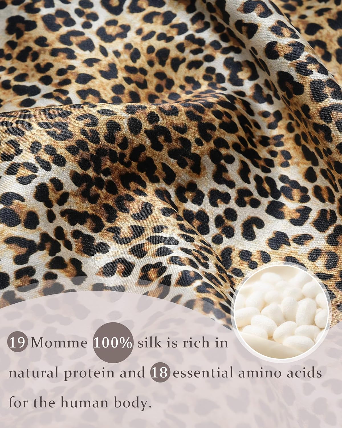 100% Mulberry Silk Bonnet for Sleeping Women Double Layer Silk Hair Bonnet Natural Sleep Cap with Elastic（Black + Leopard）