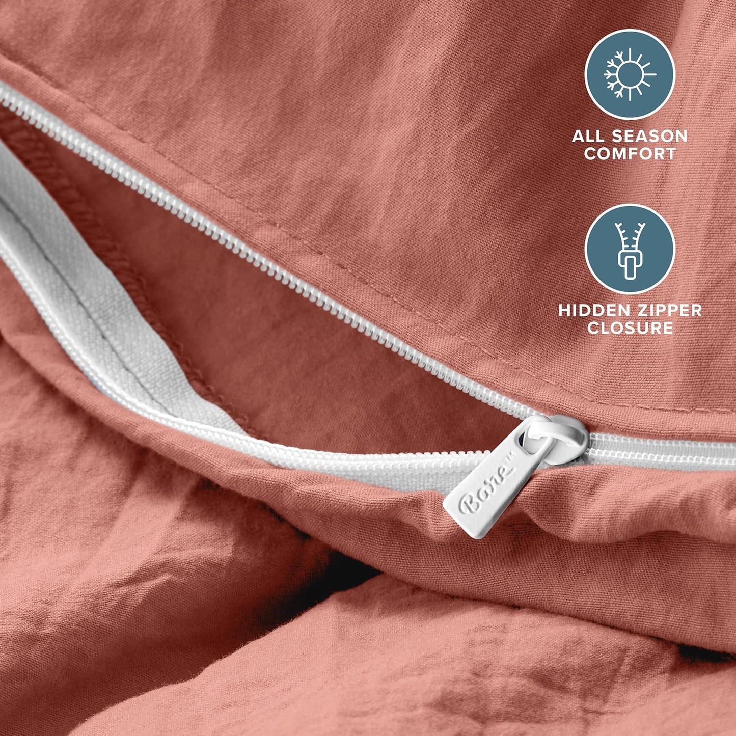 Bare Home Microfiber Duvet Cover Set - Ultra Soft Washed Microfiber - Twin/Twin Extra Long - Linen-Like Look - Easy Care - Breathable Fabric - Our Softest Duvet Cover Set (Twin/Twin XL, Dusty Rose)