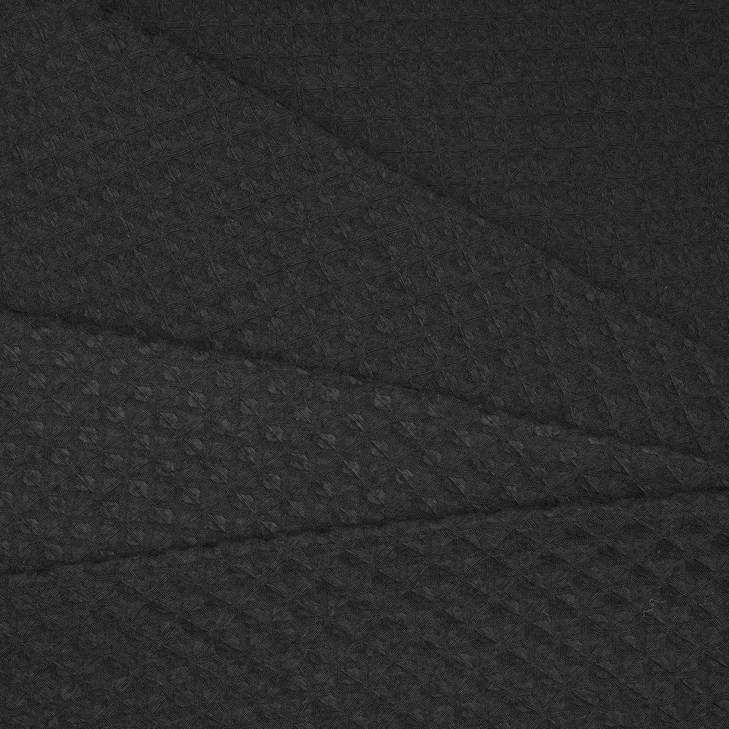 River Dream Black Fabric Shower Curtain Set, Cotton Blend, Waffle Weave, with Snap in Replacement Liner，71 x 86 inches