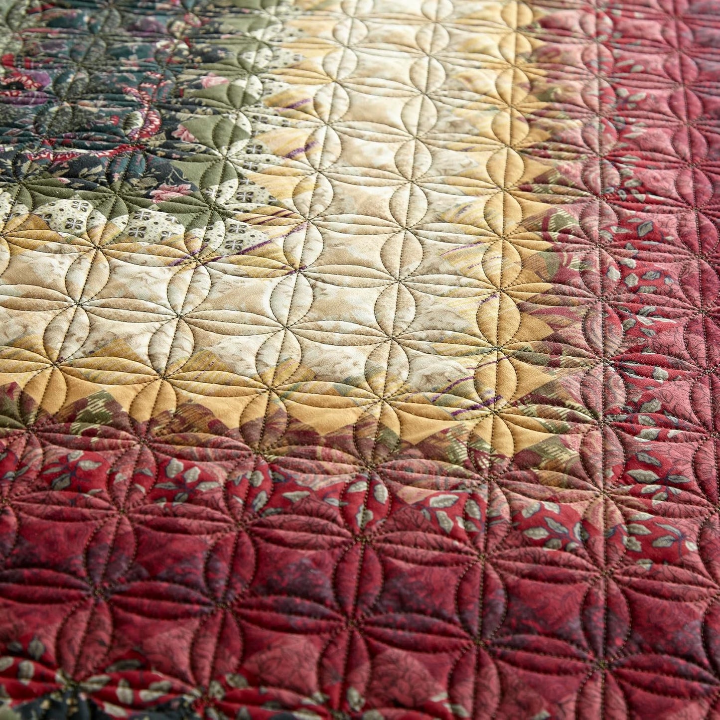 Donna Sharp Contemporary Polyester Quilt Spice Postage Stamp Design - 1-Piece Queen Size Quilt, Machine Washable, Perfect for Any Decor Theme