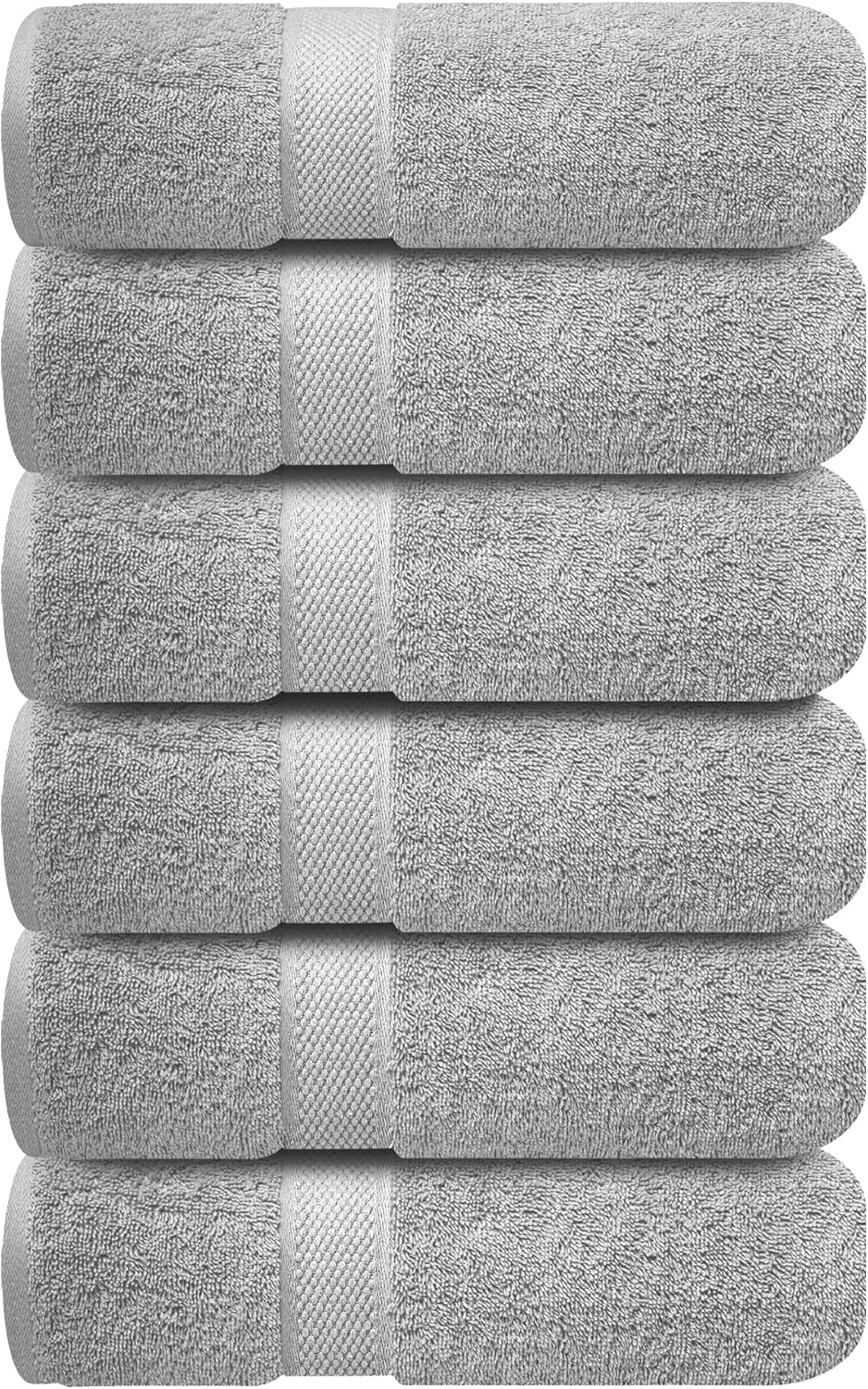 Infinitee Xclusives Gray Hand Towels for Bathroom - Set of 6 (16x28 inches) 600 GSM, 100% Cotton Ultra Soft, Quick Drying, Hotel Quality Hand Towel Set (Charming Grey, Hand Towels)
