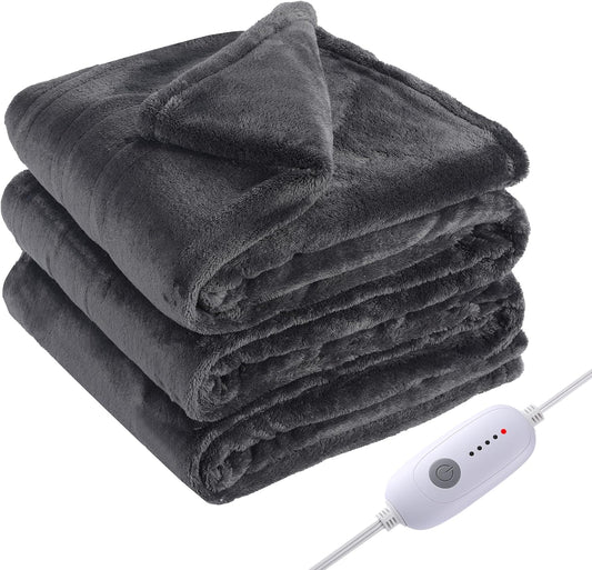 Electric Heated Blanket Full Size 72"x84", 5 Heating Levels & 10 Hours Auto Off, Cozy for Bed, Sofa & Office, Large Oversized, Single Control Heating Heater Blankets, Machine Washable, Dark Gray