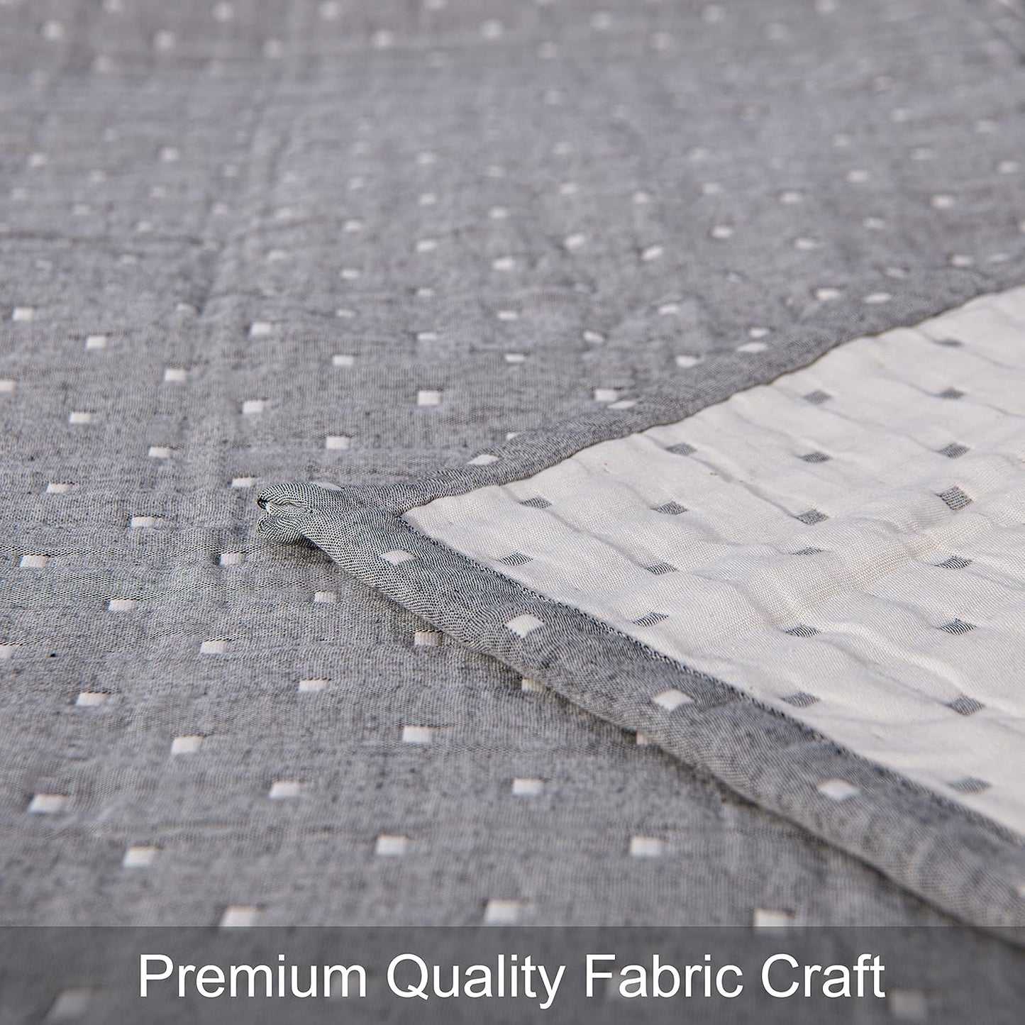 NTBAY 3 Layers Cotton Muslin 106x92 King Bed Blanket, Super Soft Breathable Thermal Yarn Dyed Quilt for Adults, Perfect Lightweight Blanket for Couch Sofa Bed All Seasons, Grey Dot
