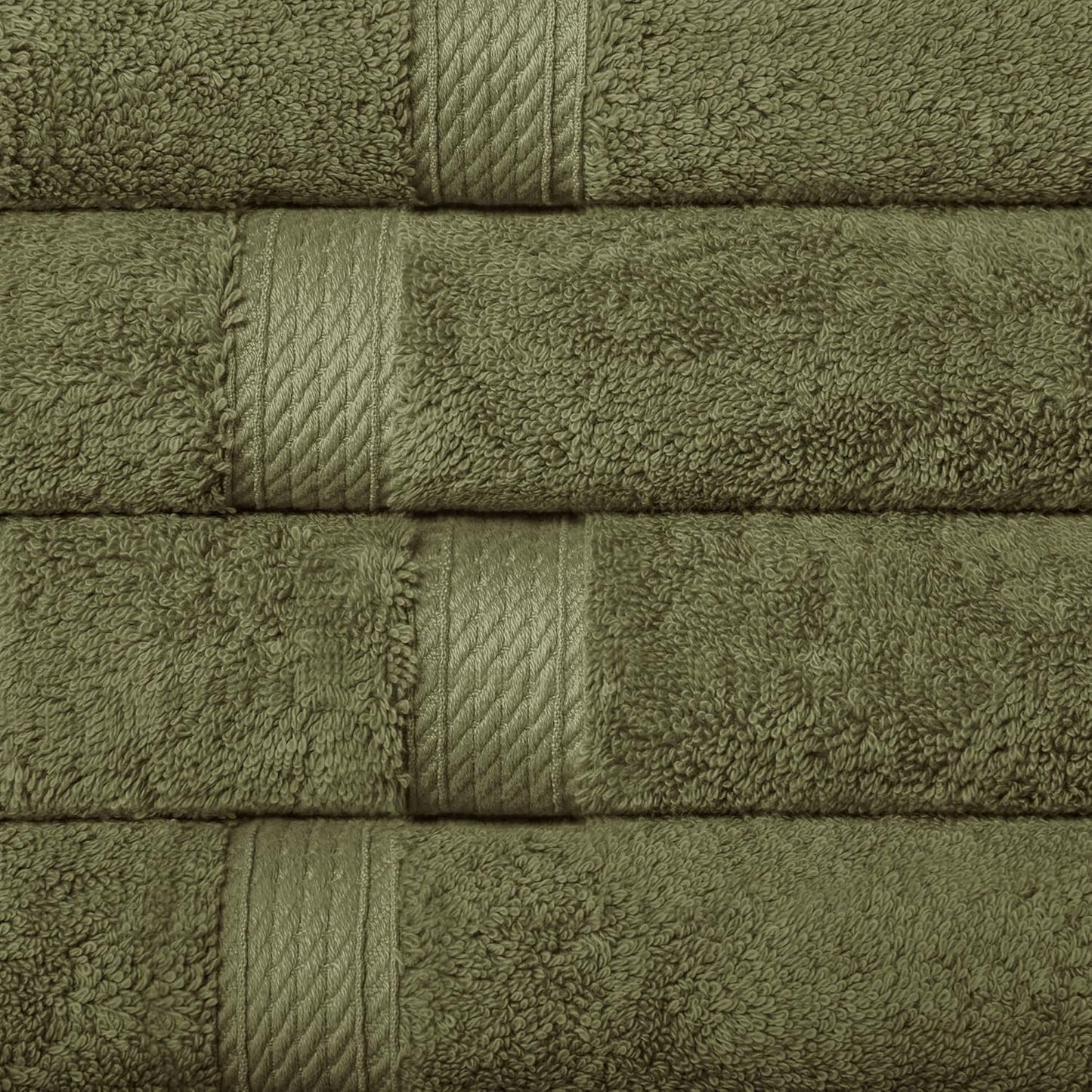Superior Egyptian Cotton Pile Hand Towel Set of 4, Ultra Soft Luxury Towels, Thick Plush Essentials, Absorbent Heavyweight, Guest Bath, Hotel, Spa, Home Bathroom, Shower Basics, Forest Green