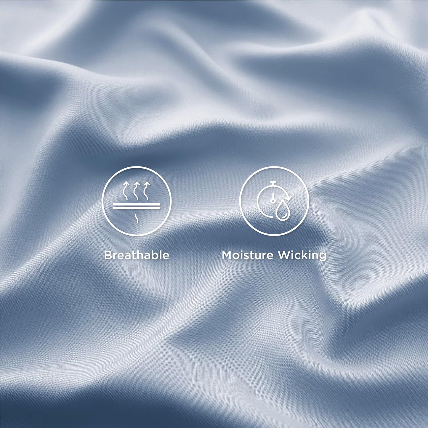Bedsure California King Sheet Sets, Cooling Sheets, Rayon Derived from Bamboo, Breathable & Soft, Deep Pocket Up to 16 Inches, Hotel Luxury Silky Bedding for Hot Sleepers, Dusty Blue