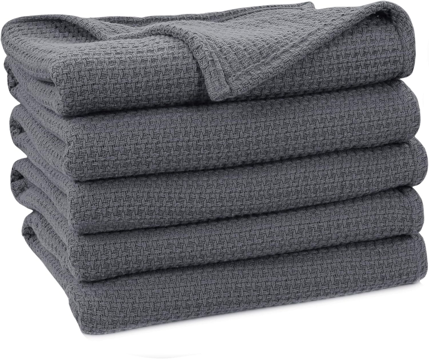 HILLFAIR 100% Cotton Blanket- 120" x 120" XXL Oversized King Bed Blankets - Family Size 10 ft x 10 ft Big - All Season Soft Cozy Breathable Blankets for Bed - Extra Large King Cotton Blanket- Grey