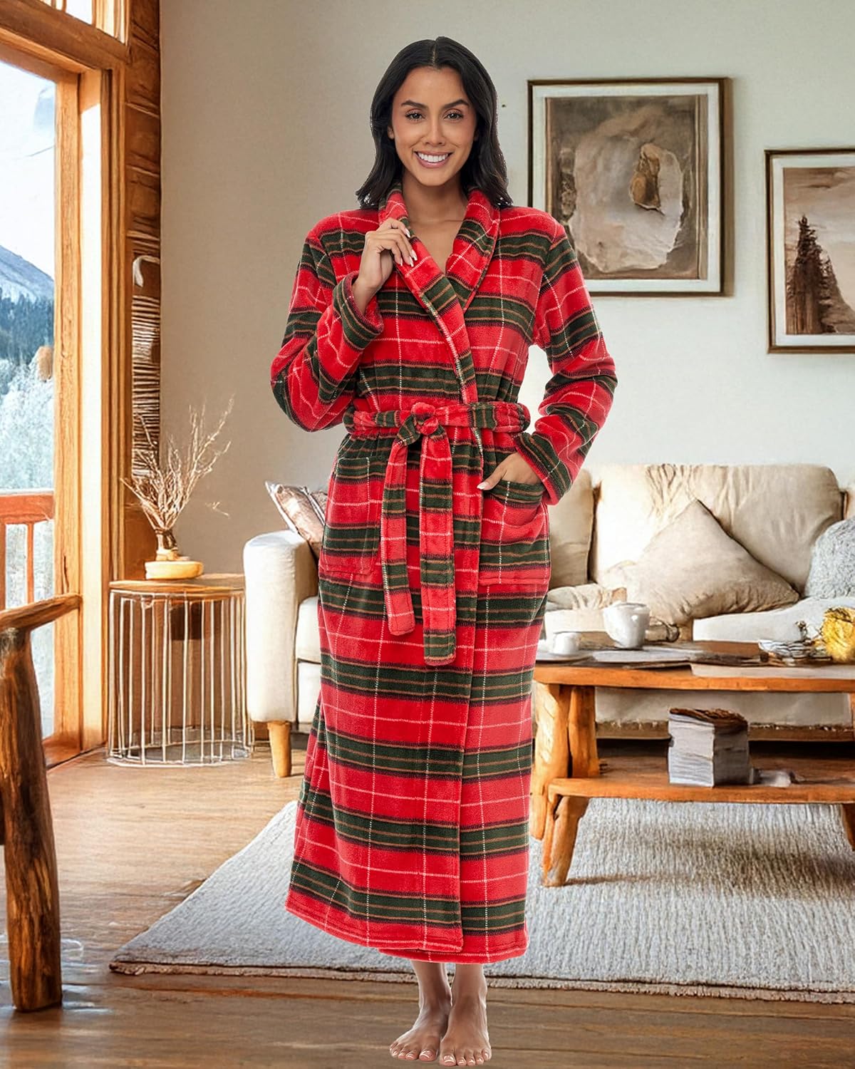 Alexander Del Rossa Plush Robe for Women, Long Fleece Winter Bath Robe, Plus Size