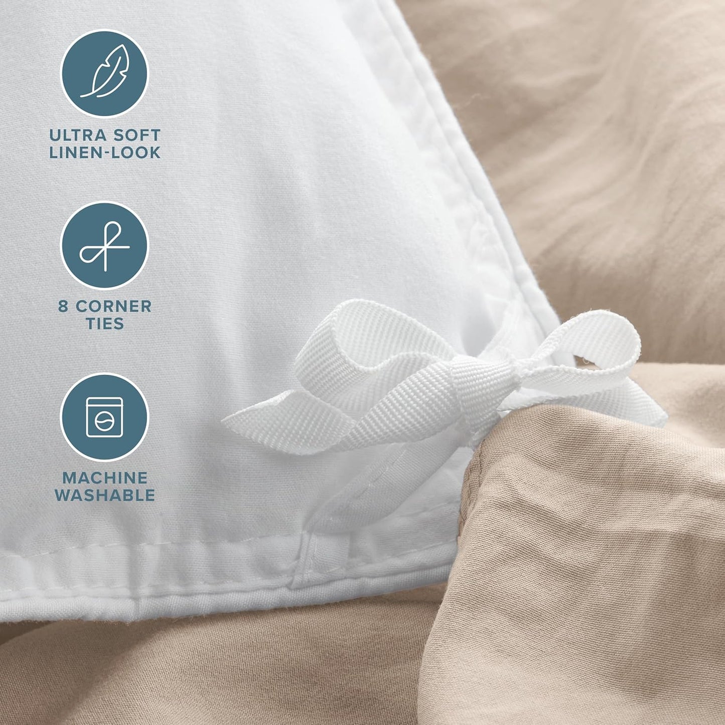 Bare Home Microfiber Duvet Cover Set - Ultra Soft Washed Microfiber - King/California King - Linen-Like Look - Easy Care - Breathable Fabric - Our Softest Duvet Cover Set (King/Cal King, Pebble Beach)