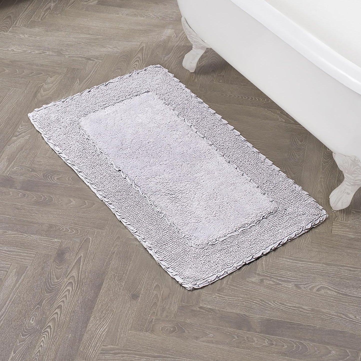 Laura Ashley Ruffle Border Purple 27"x 45" 100% Cotton Bath Rug
