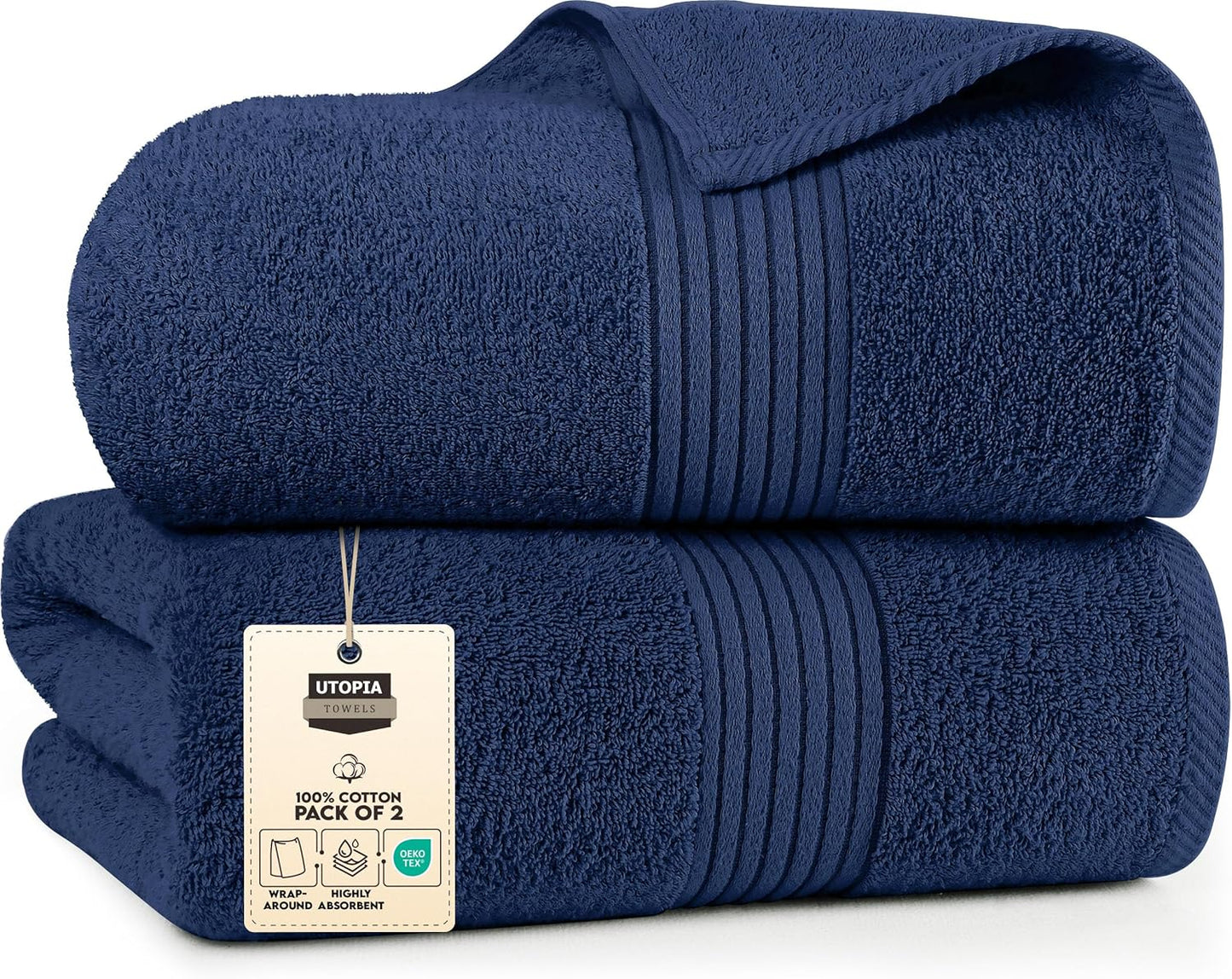 Utopia Towels Extra Large Bath Sheets 2 Pack, 35 by 70 Inches,100% Cotton Highly Absorbent & Quick Dry Bath Towel for Adults, Super Soft Towel, Navy