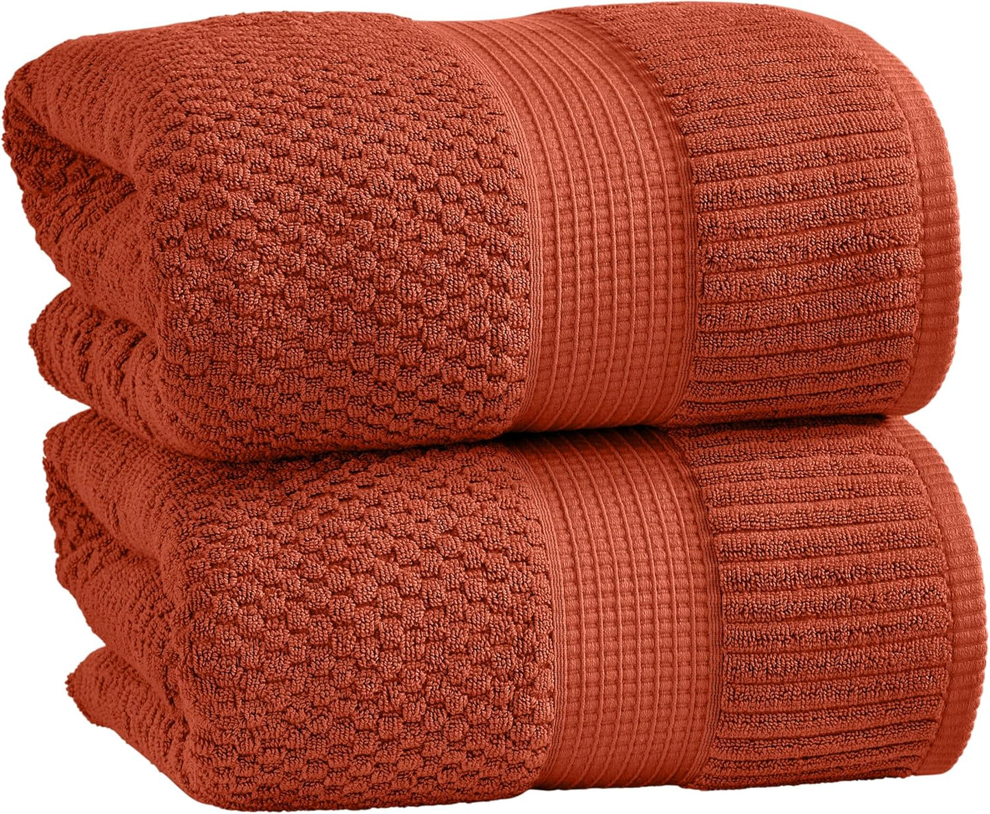 NY Loft 100% Cotton 2 Pack Bath Sheet Towel Set | Extra Large Oversize Bath Towels | Absorbent & Quick-Dry | Textured and Durable Cotton | Baked Clay