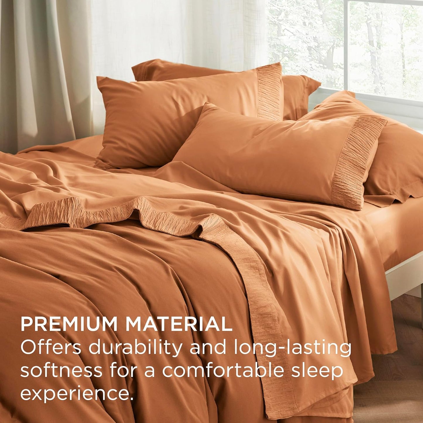 Bedsure King Size Sheets Set - 4 Pieces Soft King Sheets - Breathable & Cooling - Hotel Luxury - Easy Care Polyester Microfiber Bedding for Women, Men, Dusty Orange