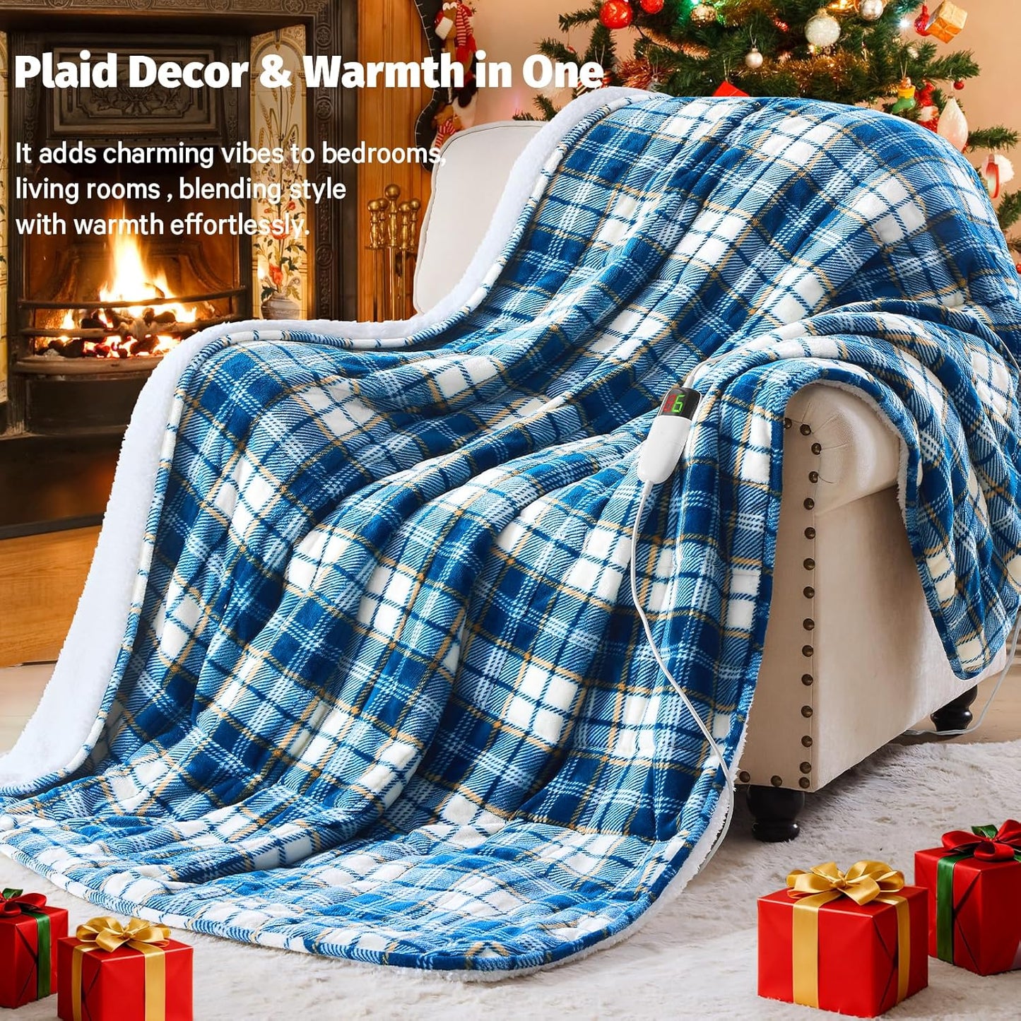 Heated Weighted Blanket for Adults 20Lbs Queen Size - 60"x80", 2-in-1 Electric Heating Pad Lap Heavy Blanket for 190-210lbs for Bed, 10 Heat Level 1-8H Auto Off, Christmas Birthday Gifts For Women Mom