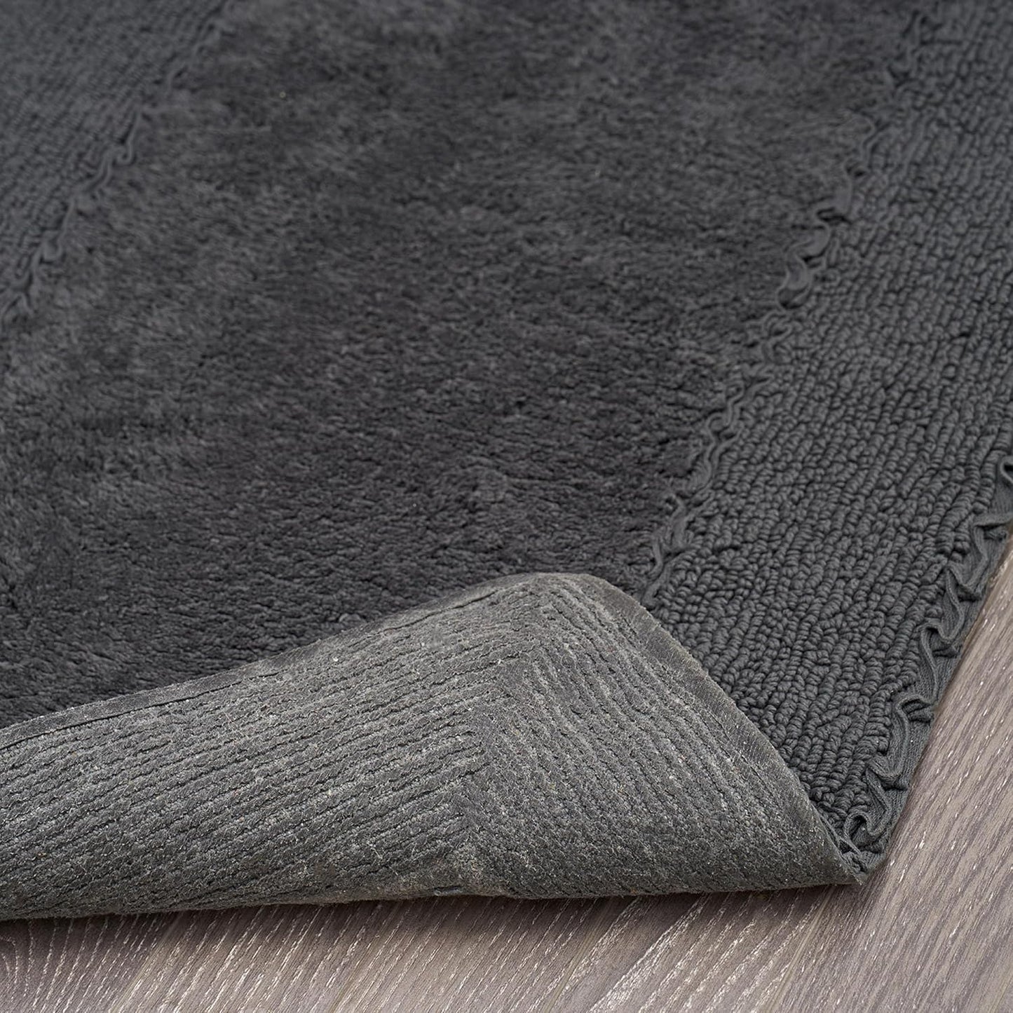 Laura Ashley Ruffle Border 100% Cotton Bath Rug, Dark Grey, 20"x 34"