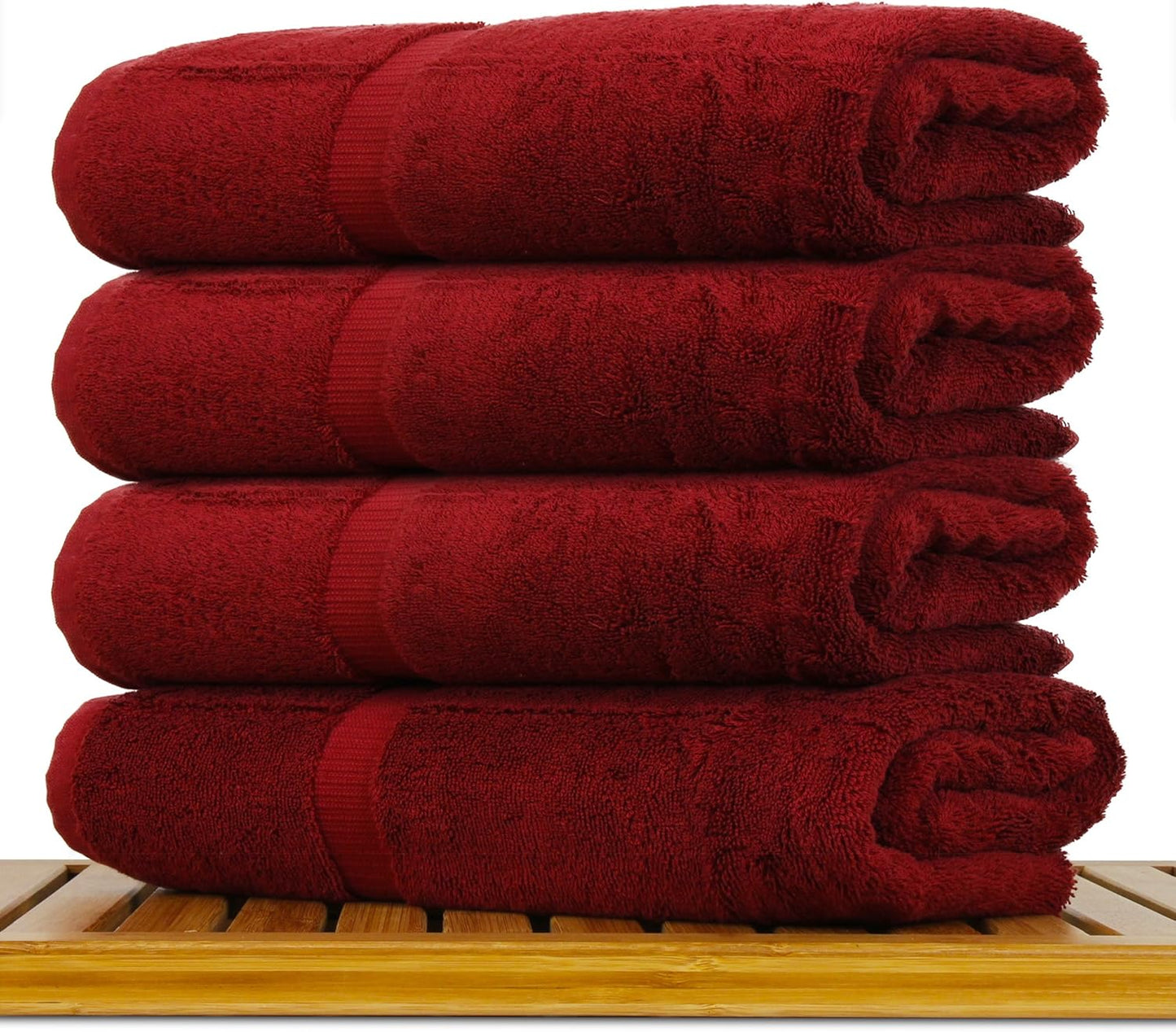 Luxury Hotel & Spa Ultra Soft Bath Towels 100% Turkish Cotton - Cranberry - Set of 4