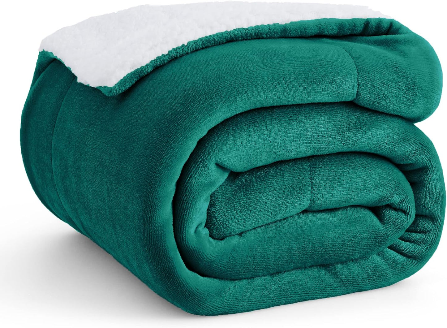 Bedsure GentleSoft Sherpa Fleece Blankets Queen Size for Bed - Thick and Warm Throw for Women and Men, Soft Fuzzy Plush Queen Christmas Blanket for Winter, Forest Green, 90x90 Inches