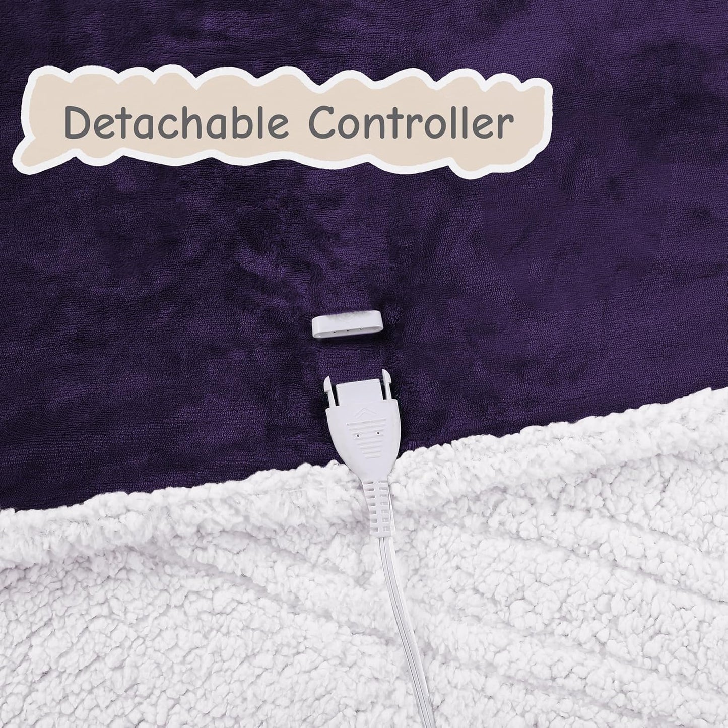 Electric Heated Blanket Throw Size 50"x60", Soft Flannel with Overheat Protection, 6 Adjustable Heat Settings & 3-Hour Auto-Off Timer, Fast Heating for Winter Comfort, Dark Purple